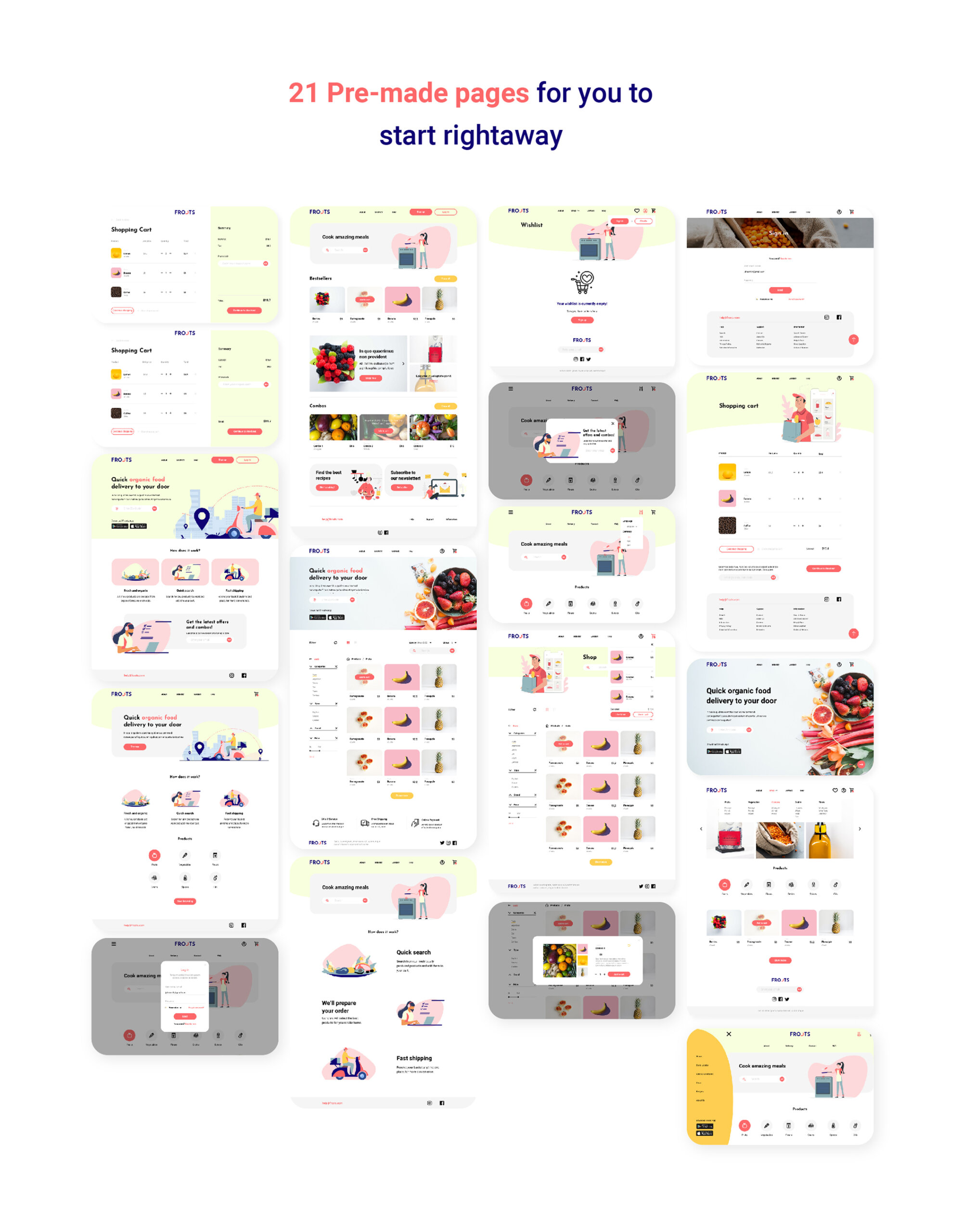 网上食品购物电子商务模版素材下载UI KIT Grocery Store插图3