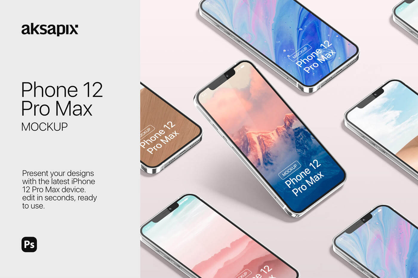 苹果手机12样机精致模版手机多角度展示模版素材iPhone 12 Pro Max Mockup V.02插图1