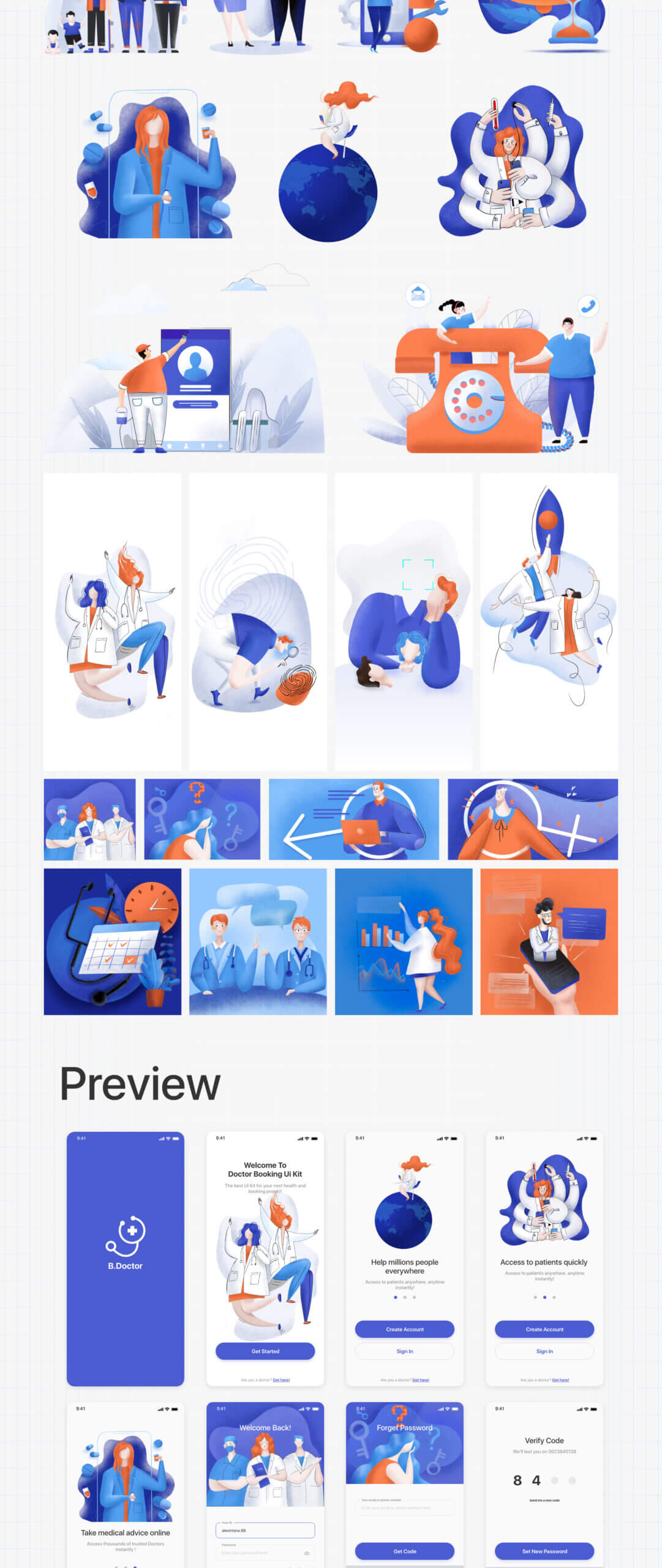 在线医疗问诊互联联网医疗UI设计控件模板素材B.Doctor app_for Doctor_ UI kit插图2