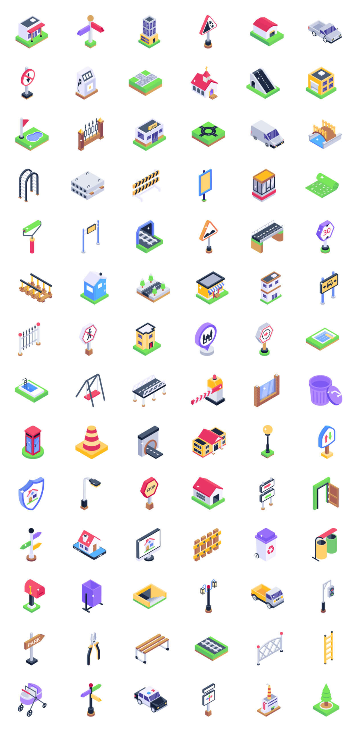 2.5D城市建筑末班素材移动应用程序素材下载City Life Isometric Icons Pack插图5