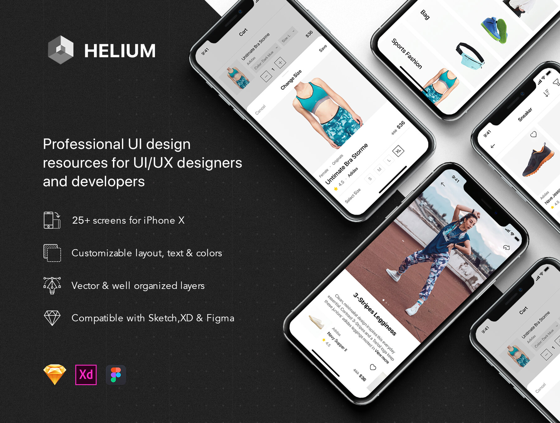 时尚类电子商务设计控件模板素材Helium – Fashion Shop UI Kit插图1