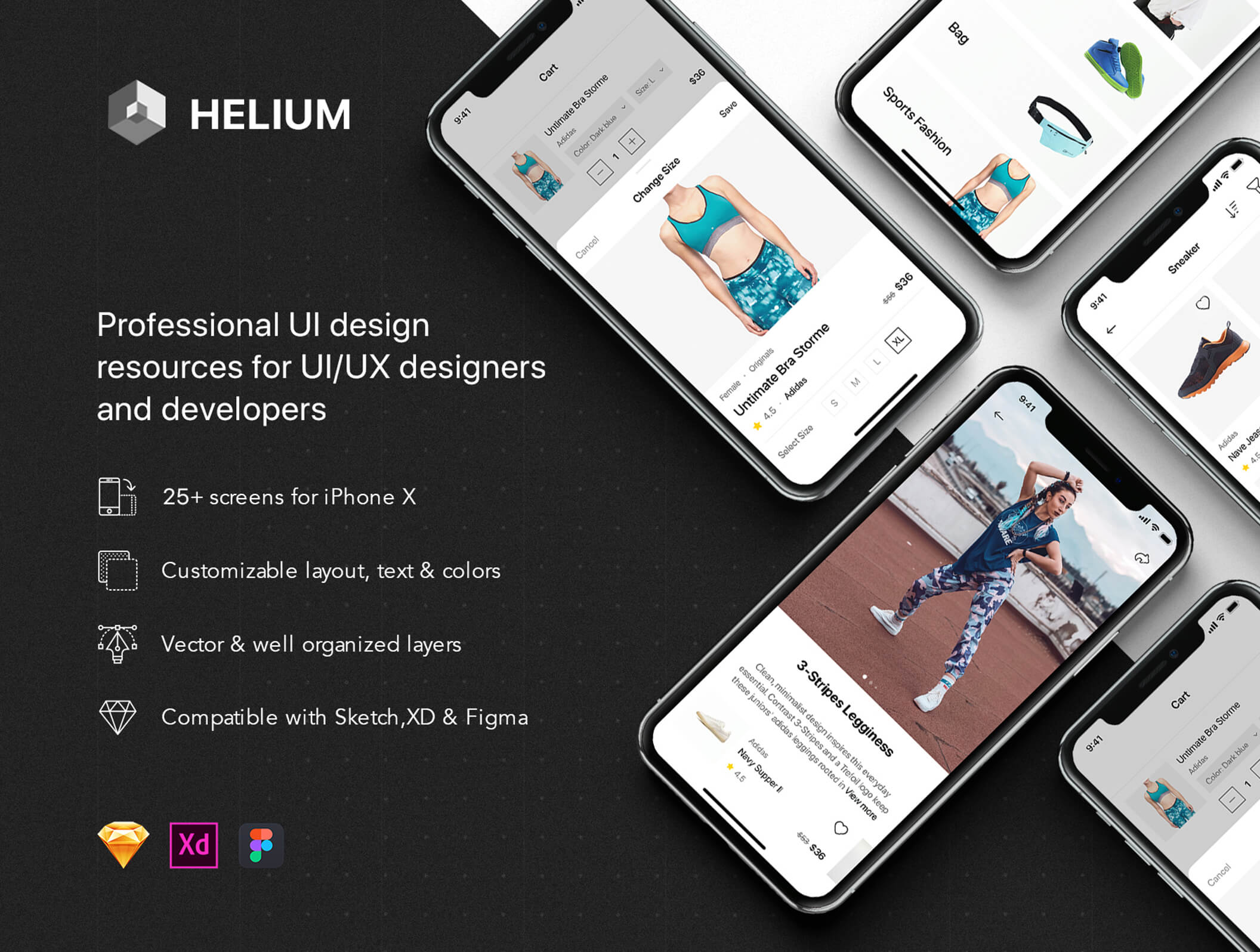 时尚类电子商务设计控件模板素材Helium – Fashion Shop UI Kit插图2