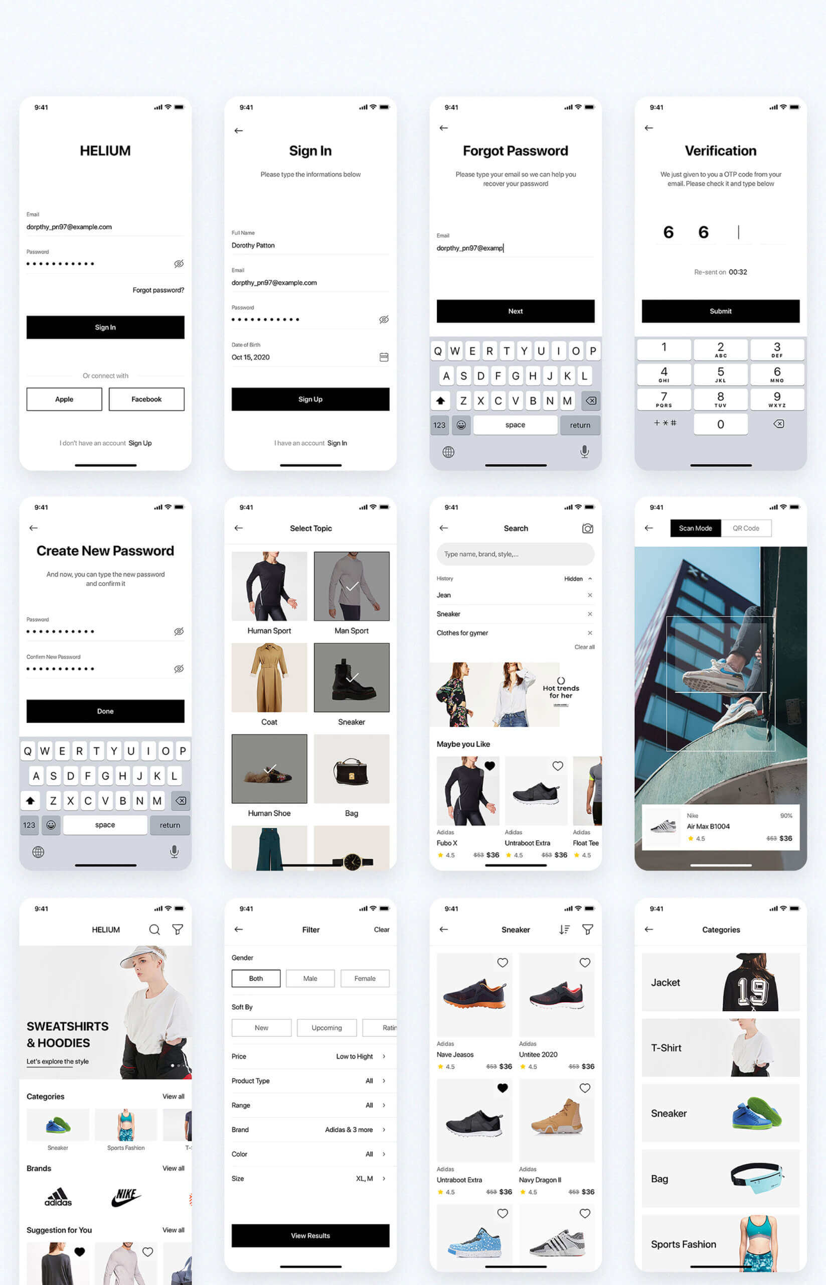 时尚类电子商务设计控件模板素材Helium – Fashion Shop UI Kit插图5
