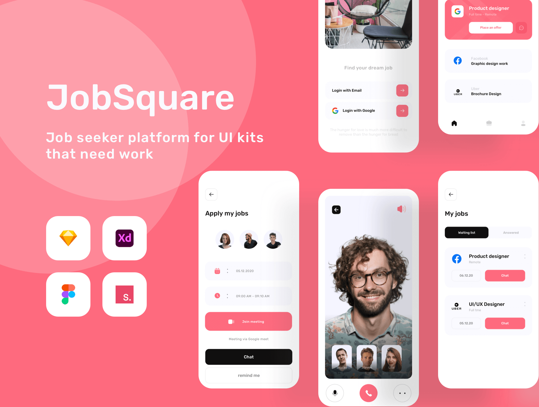 社交类软件素材模板素材Jobsquare – Job vacancy UI KIT插图