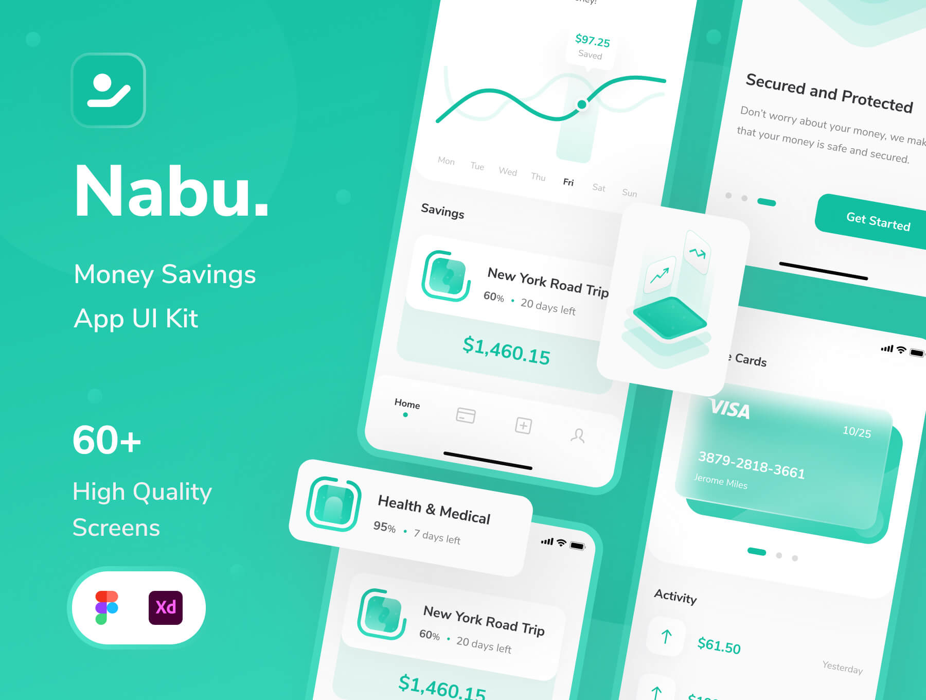 省钱应用UI套件简约模板素材Nabu – Money Savings App UI KIt插图