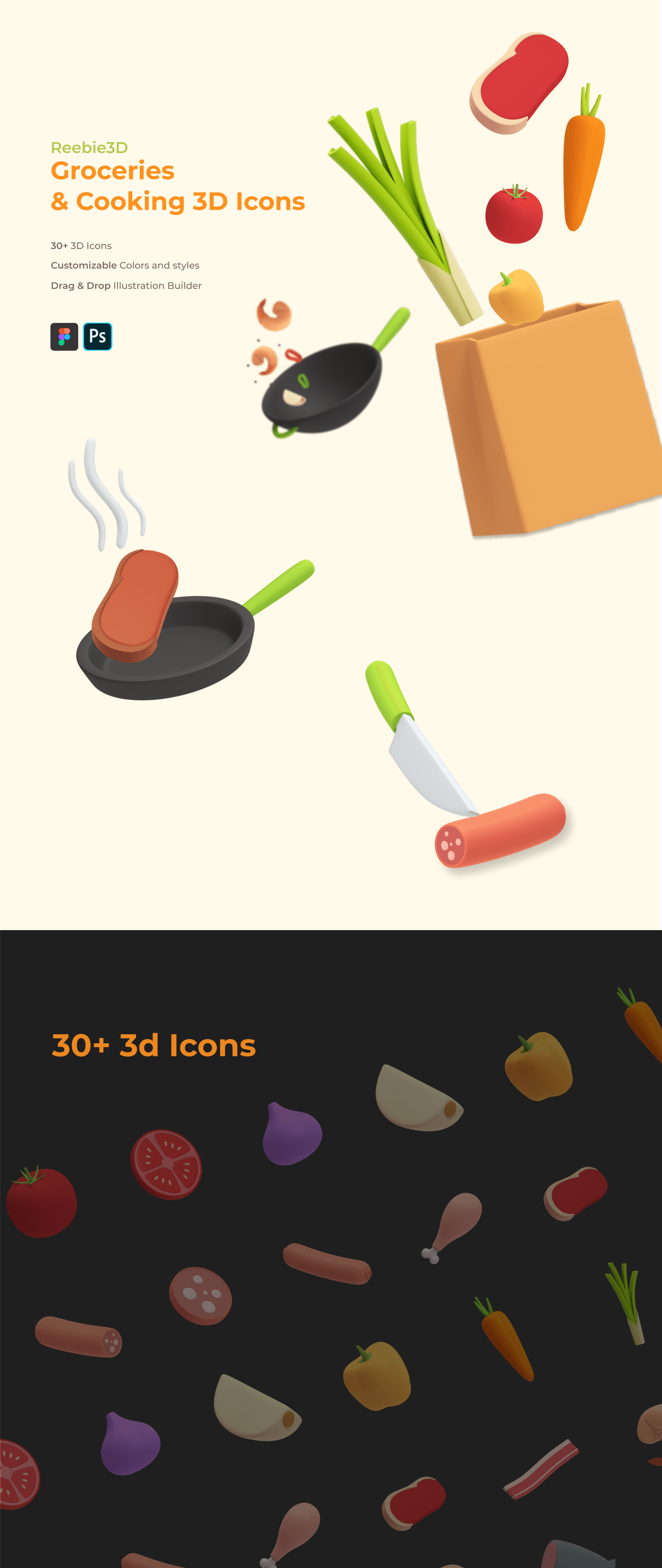 Reebie 3D Groceries & Cooking Pack插图1