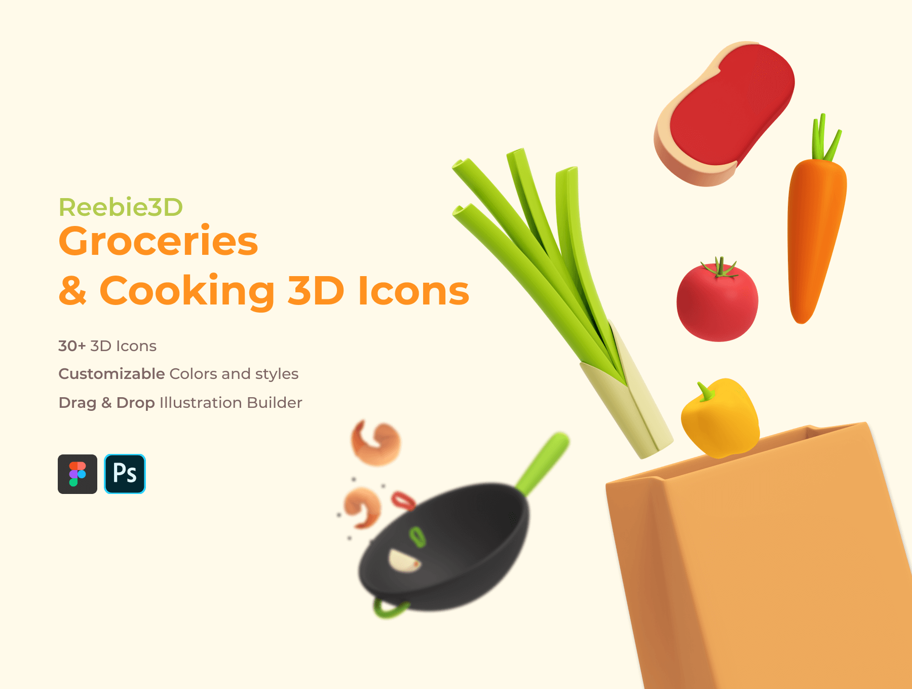 Reebie 3D Groceries & Cooking Pack插图