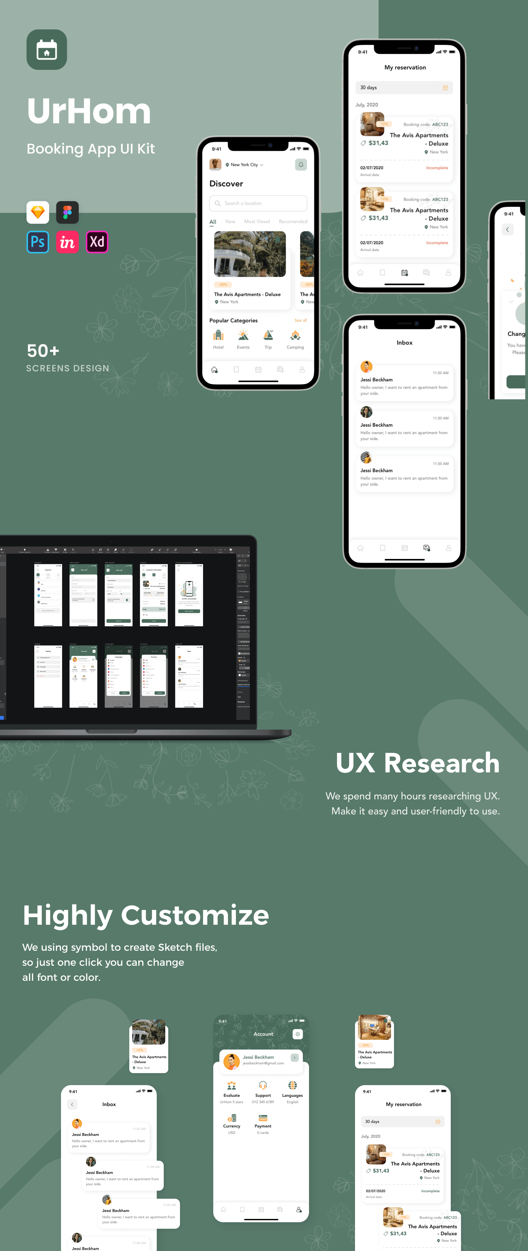 在线预定平台模板素材瞎子啊UrHom – Booking App UI Kit插图1