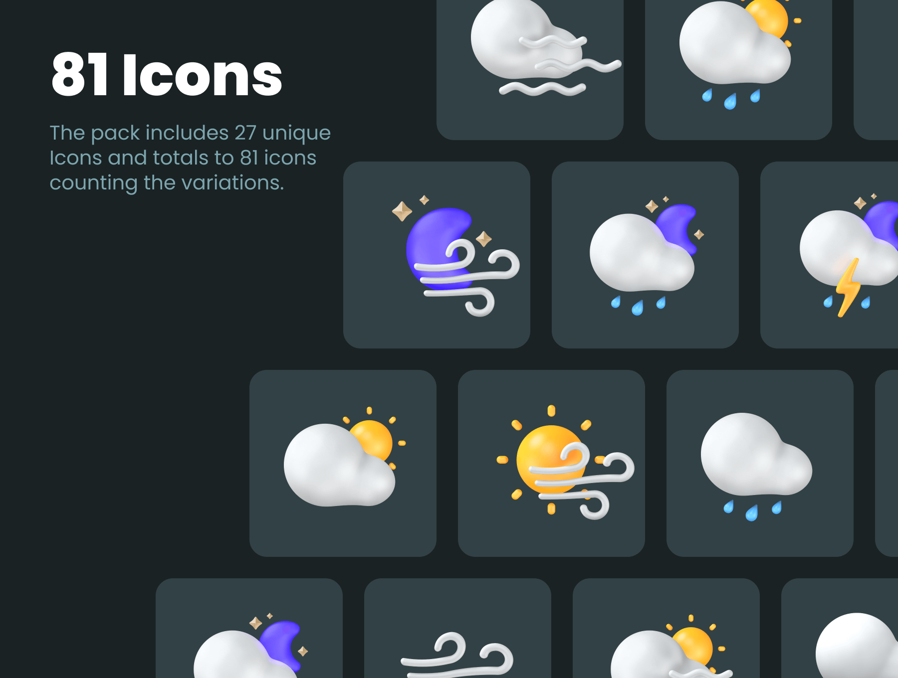 金融科技产品插图素材模板3D Weather Icons Pack插图1
