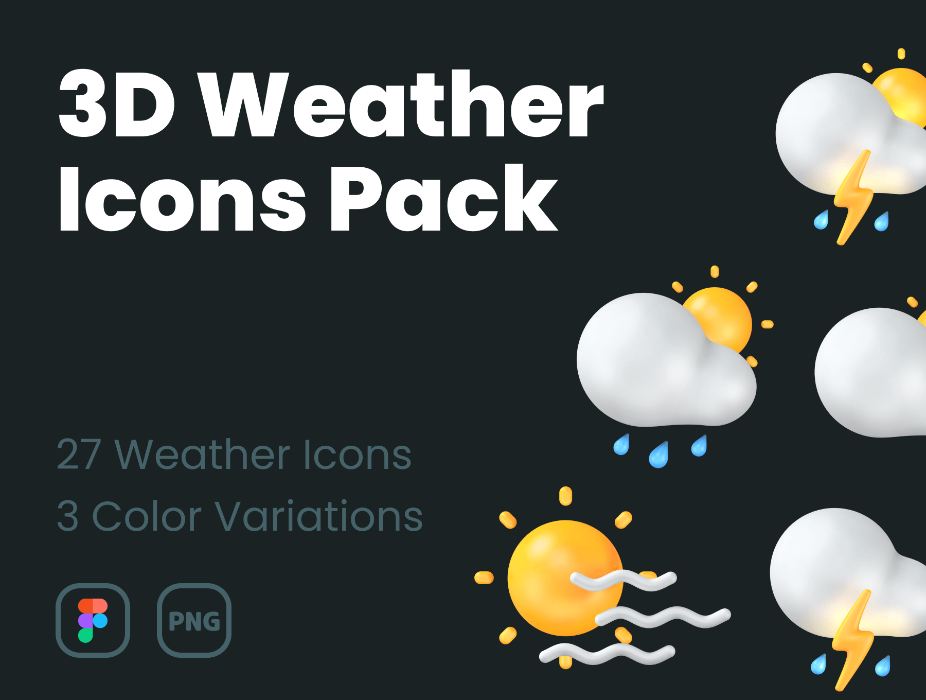 金融科技产品插图素材模板3D Weather Icons Pack插图5