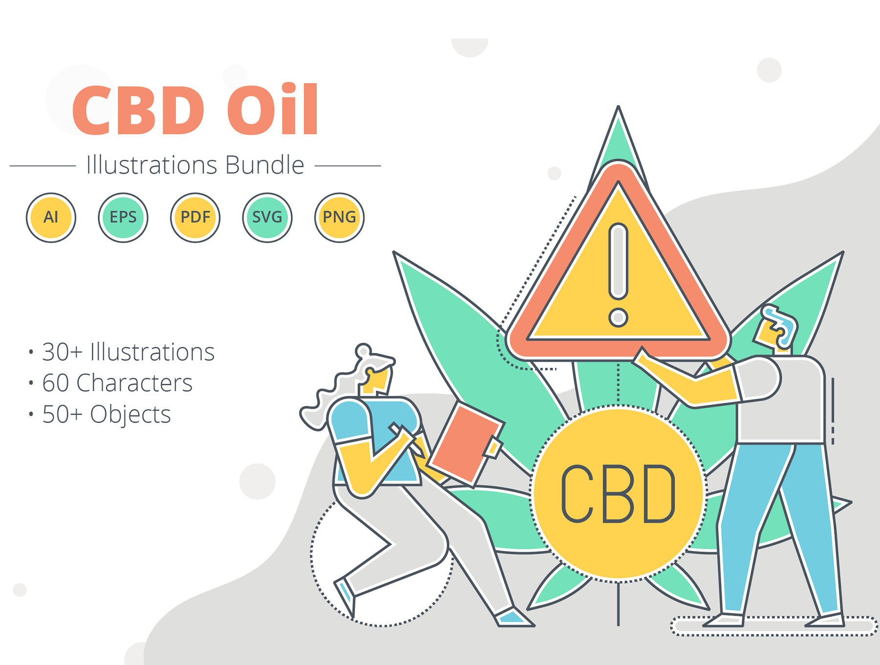 精致简约网站插图素材模板素材CBD Oil Illustrations插图