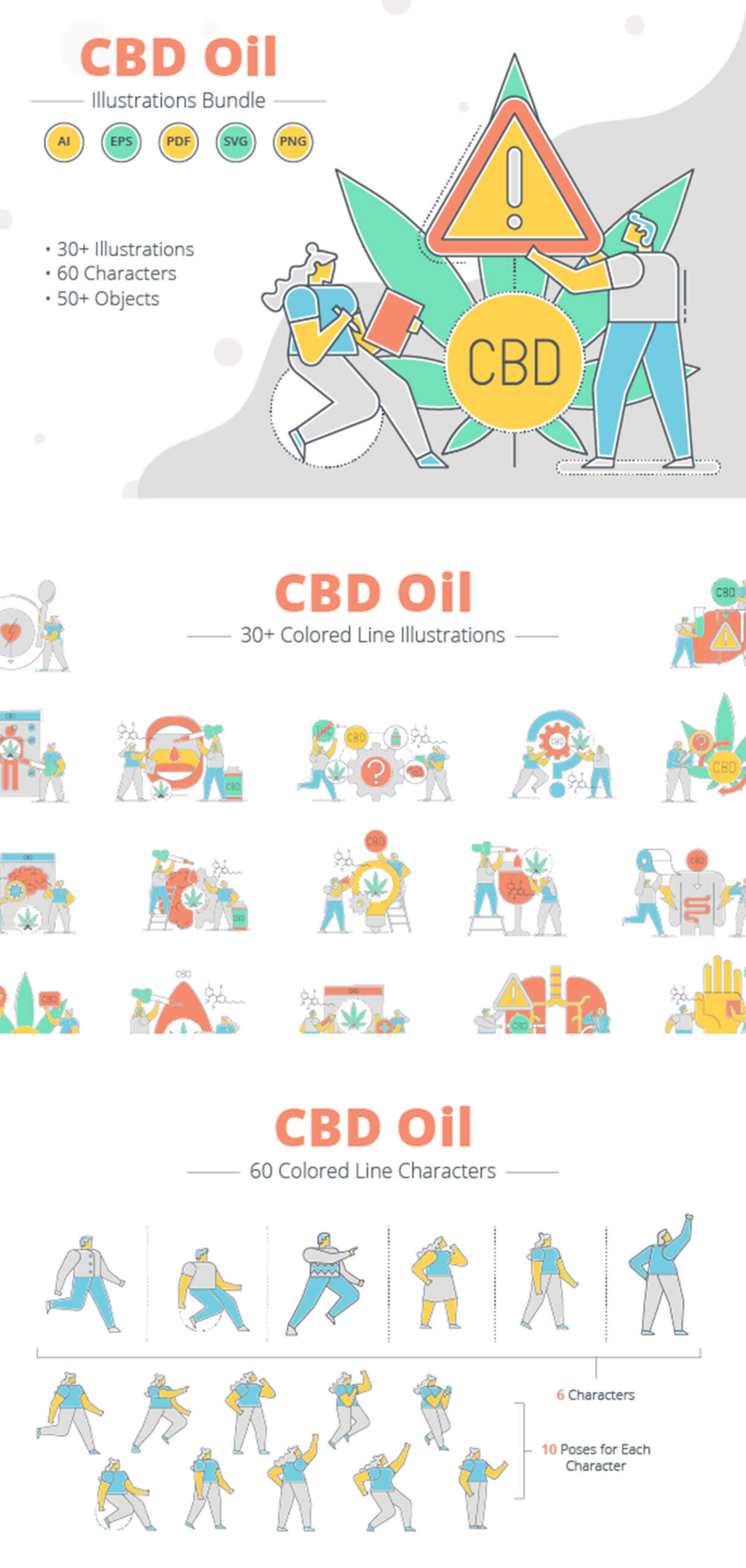 精致简约网站插图素材模板素材CBD Oil Illustrations插图2