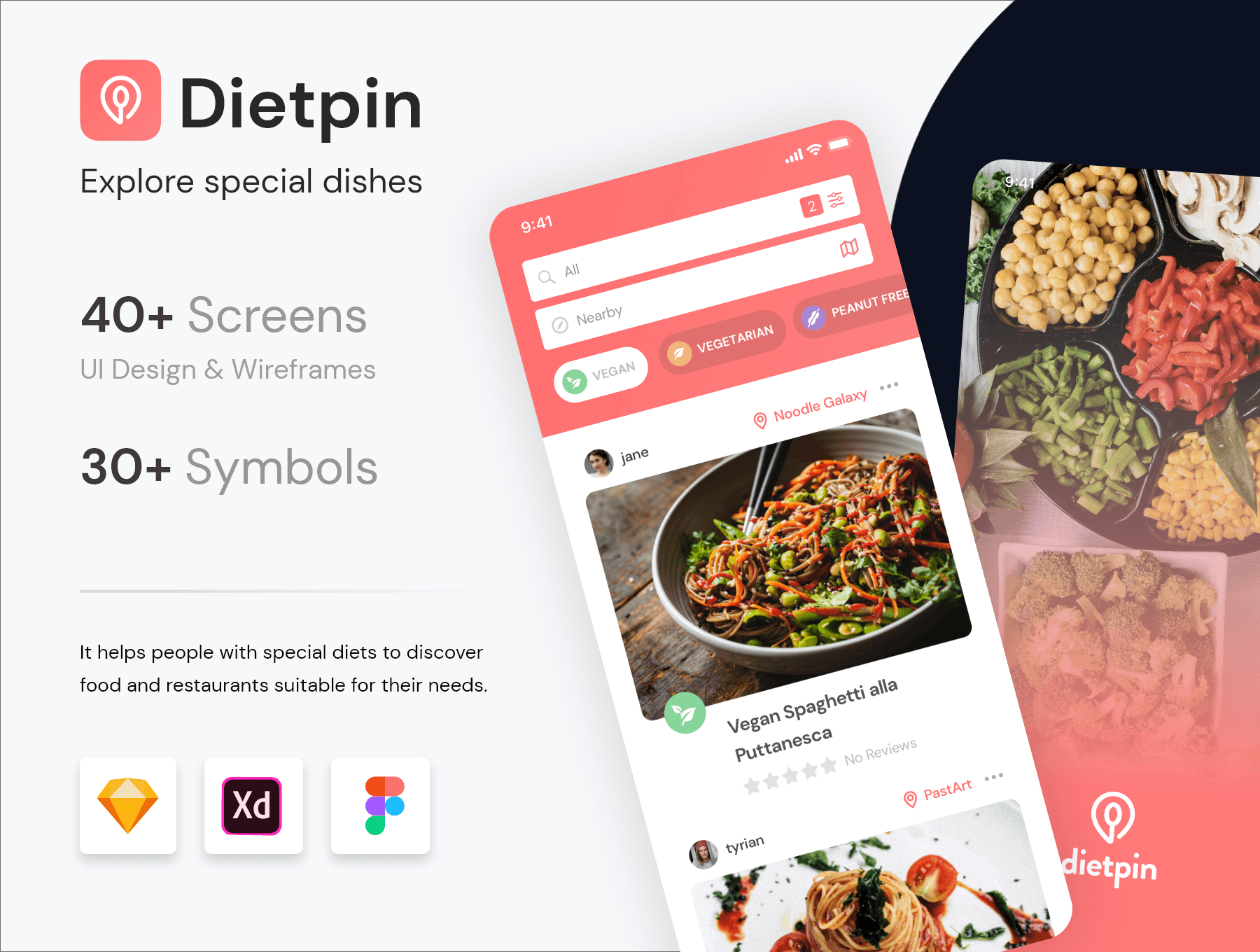 移动端美食设计控件模板素材Dietpin – Share and Find Best Dishes插图1