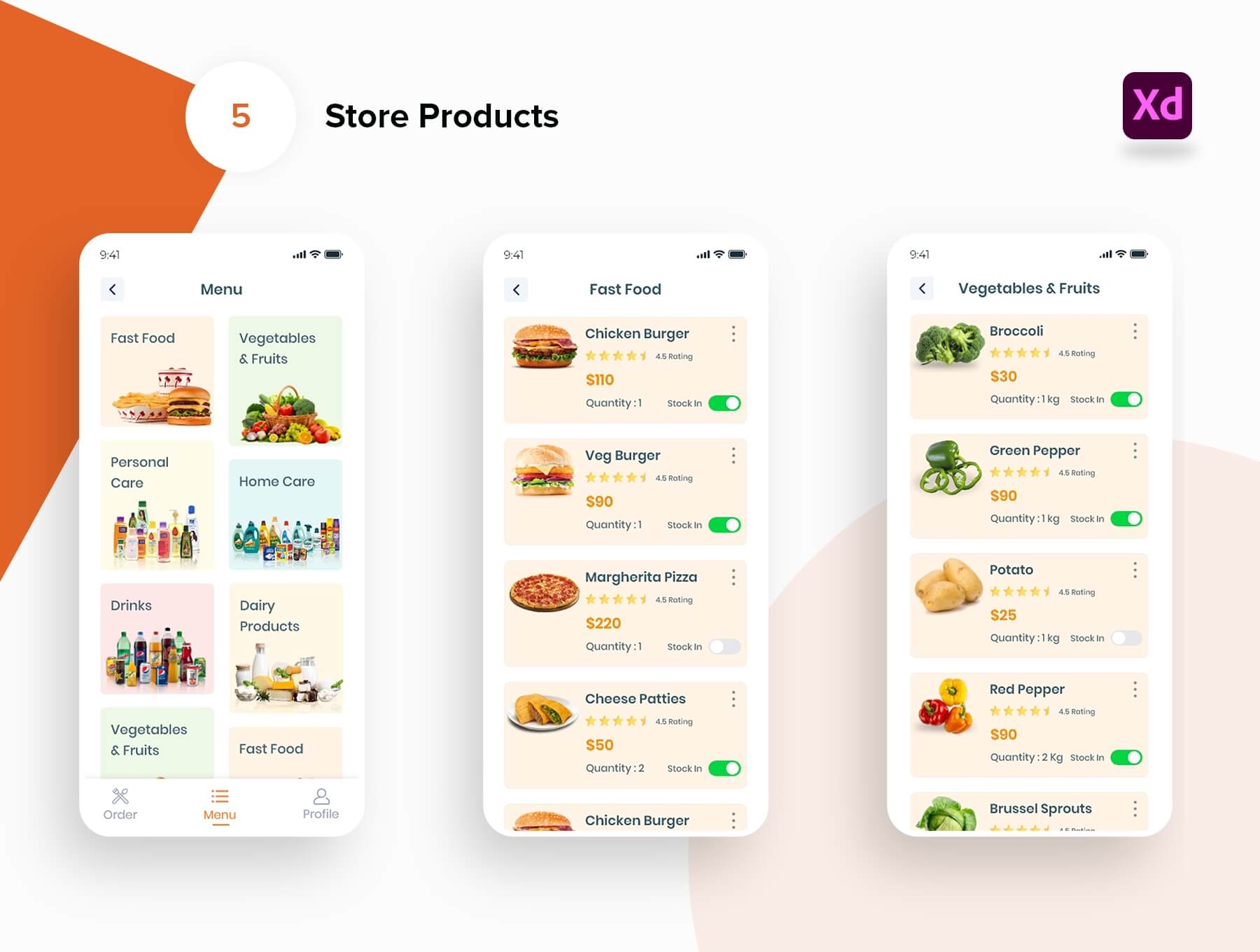 轻饮食插图素材模板设计控件模板素材eBOYO Store View – Best Seller Side Ecommerce UI Design Template插图2