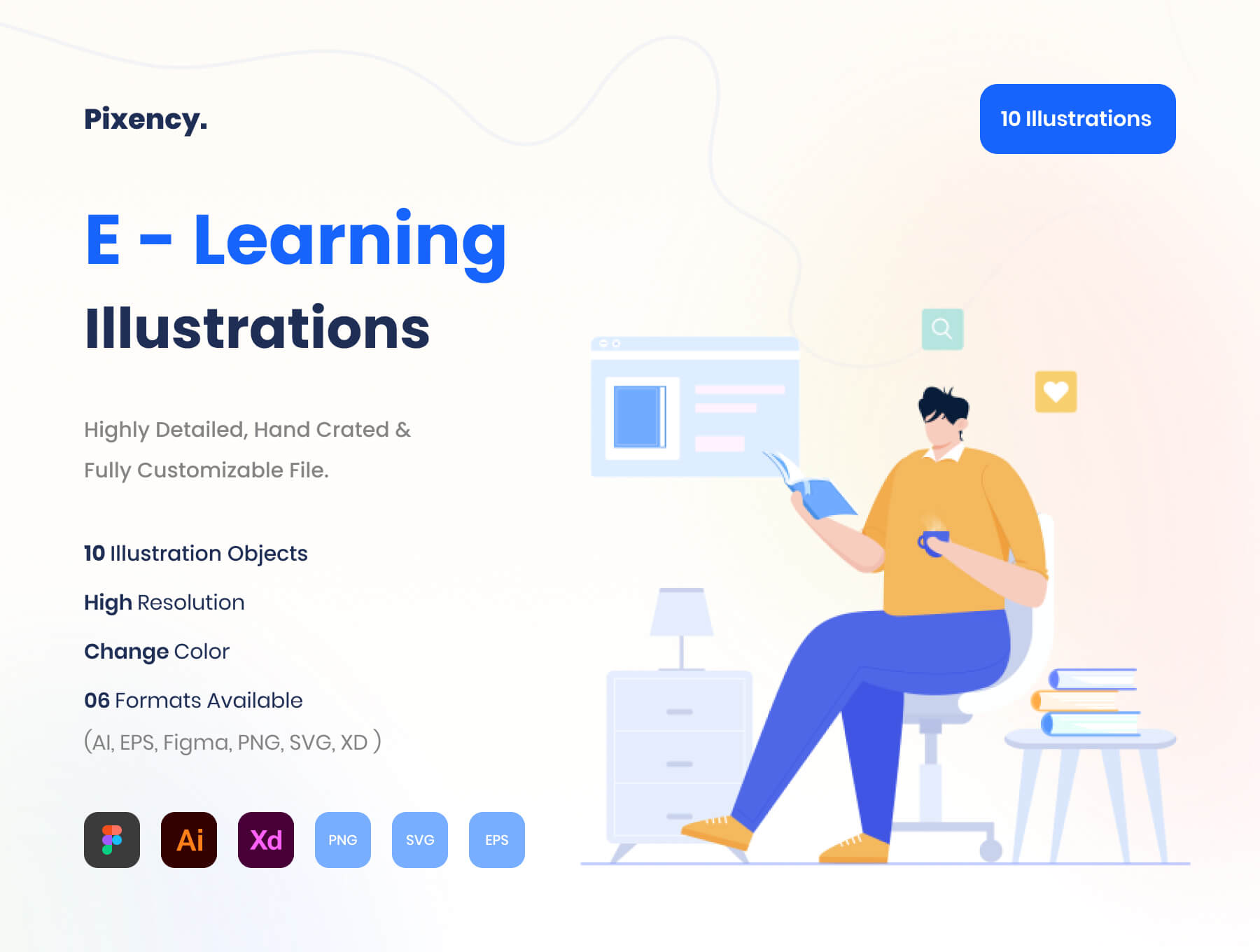 在线办公协同办公插图素材E-Learning Illustration Pack插图