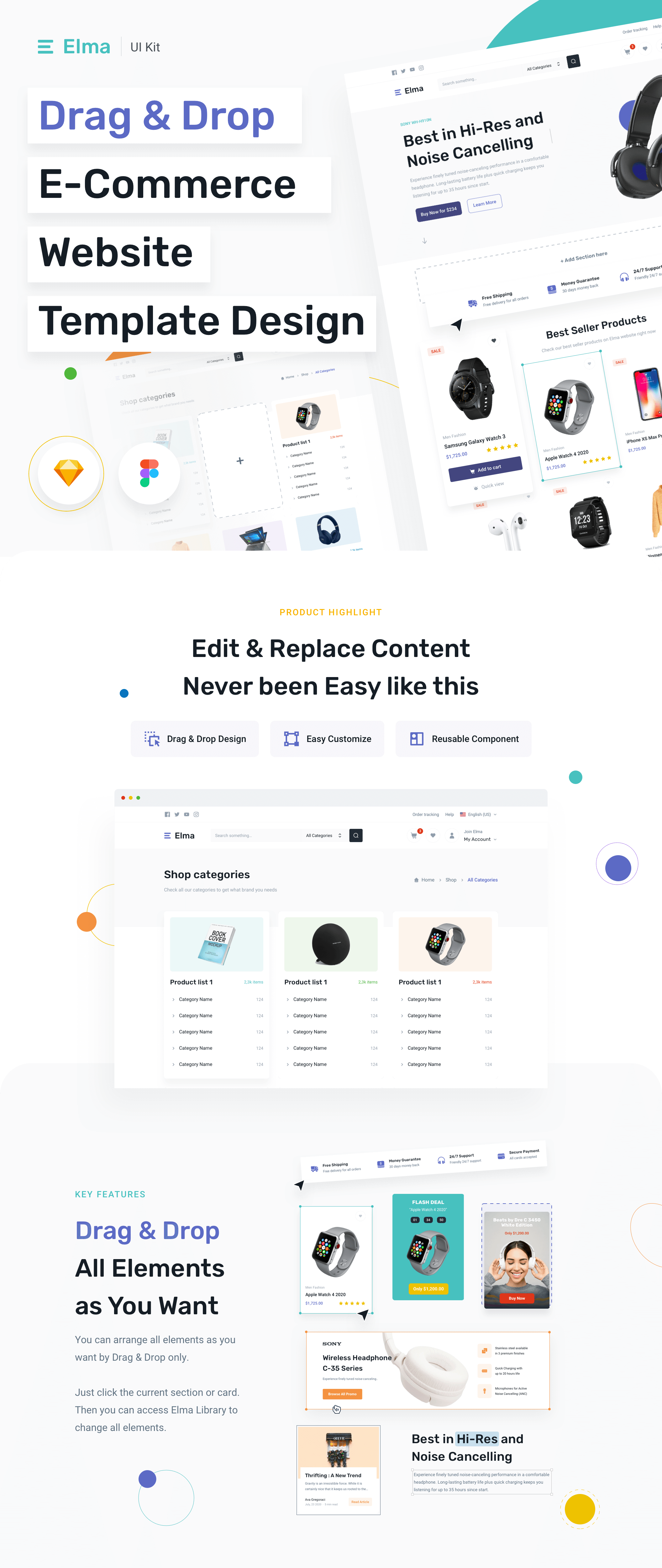 电子商务UI套件模板素材Elma e-Commerce UI Kit & Elements插图3