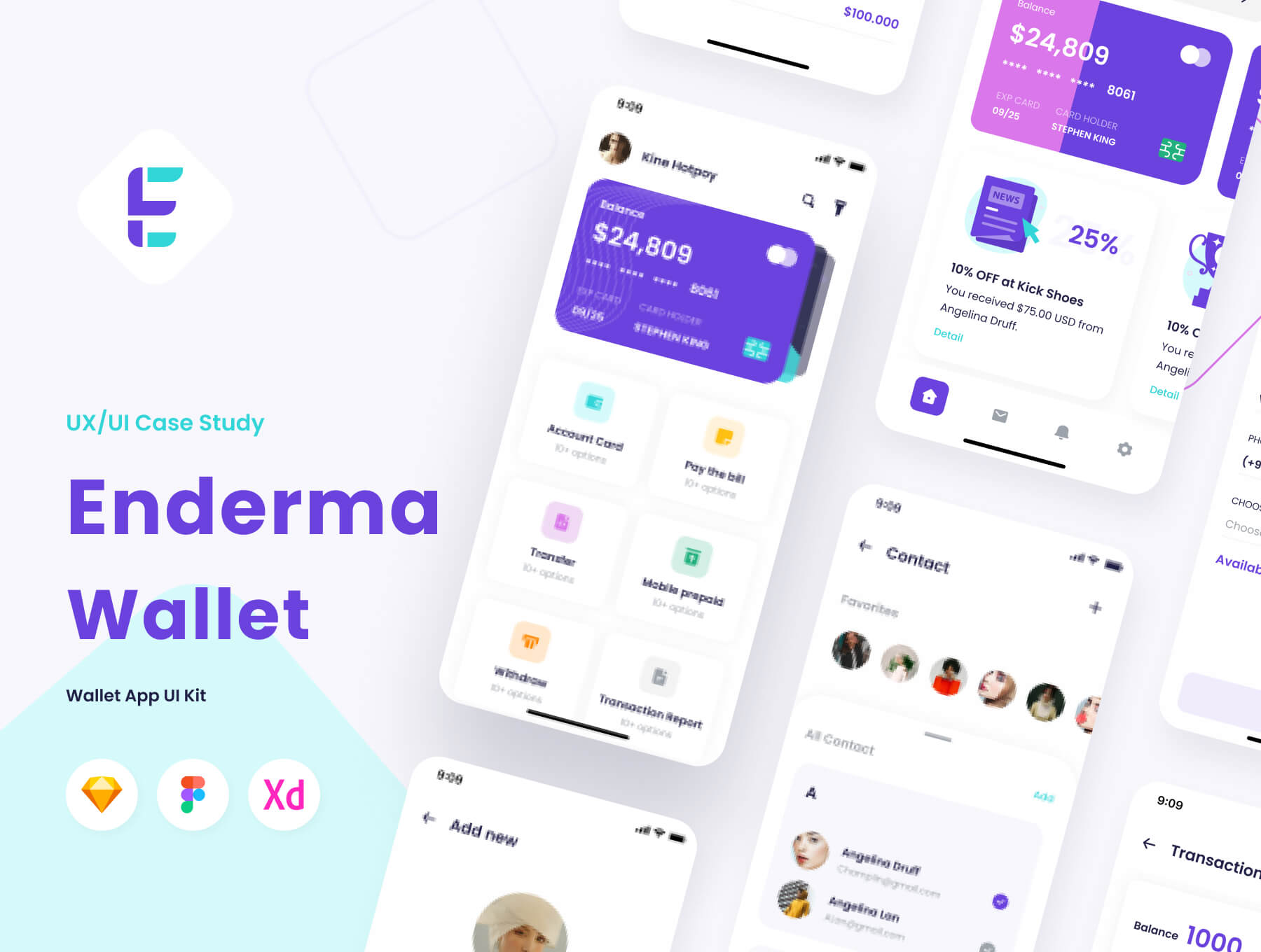 钱包 – 金融应用 UI 套件模板素材Enderma Wallet – Finance App UI Kit插图1