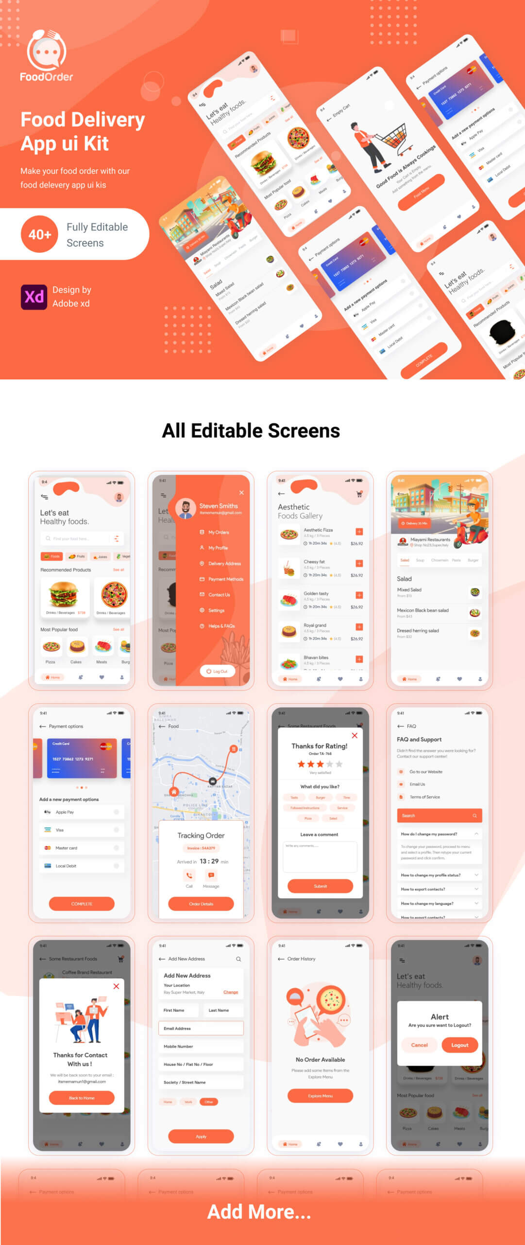 食品美食类移动应用程序模板素材FoodOrder – Food Delivery UI KIT插图1