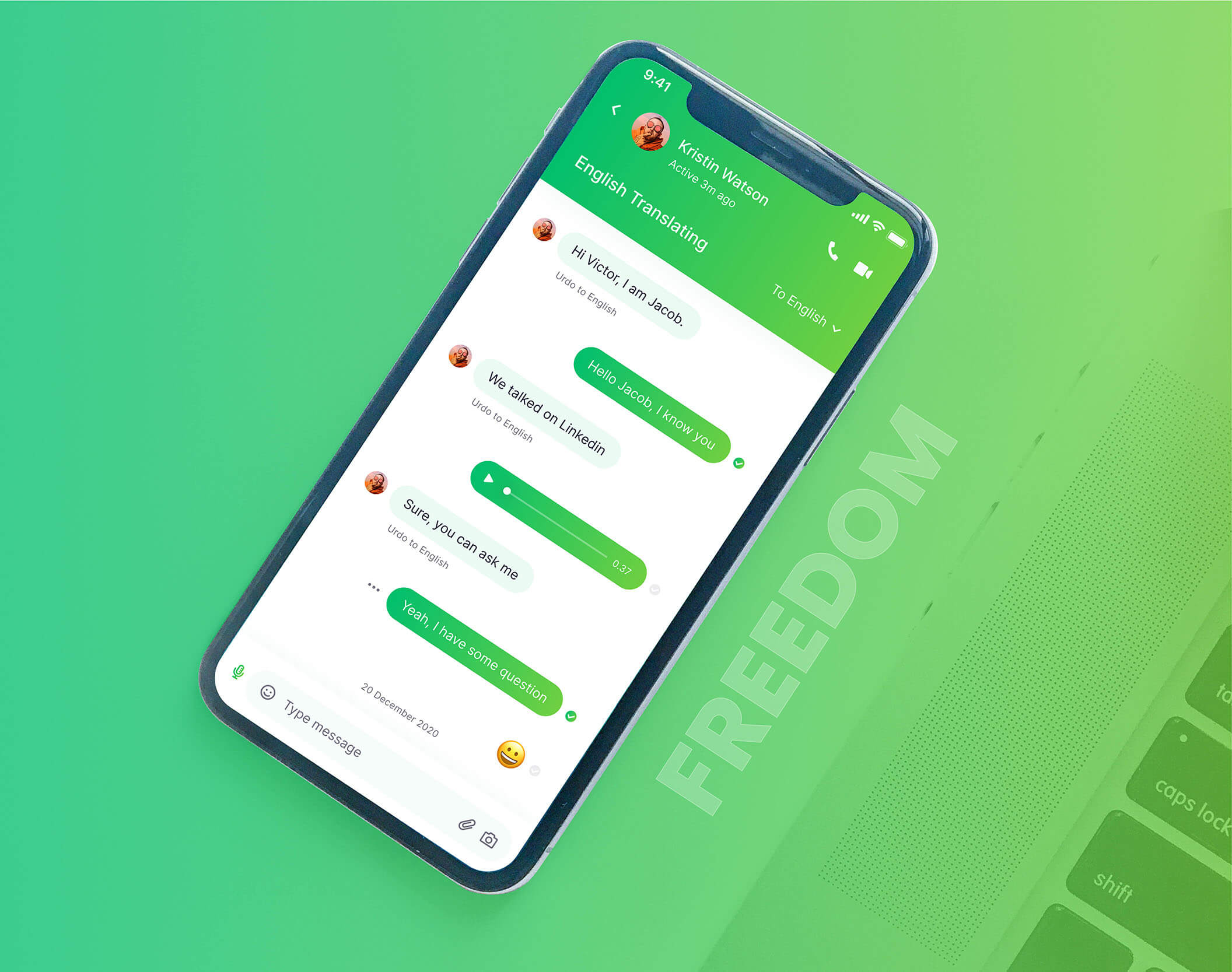 即时通信消息应用程序概念设计控件素材Freedom Messaging App UI Kit插图3