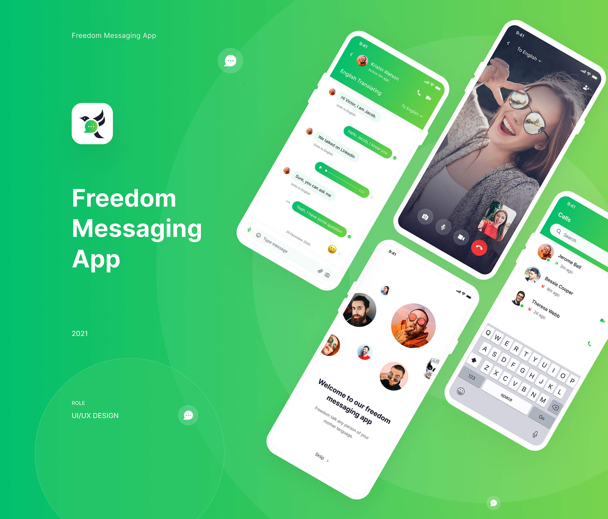 即时通信消息应用程序概念设计控件素材Freedom Messaging App UI Kit插图18