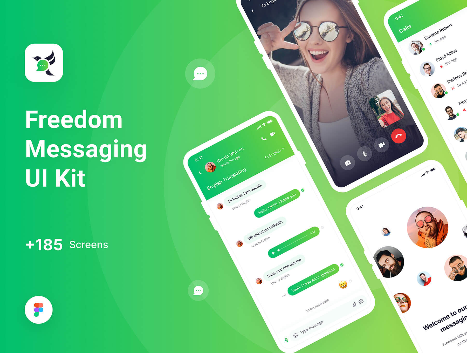 即时通信消息应用程序概念设计控件素材Freedom Messaging App UI Kit插图19