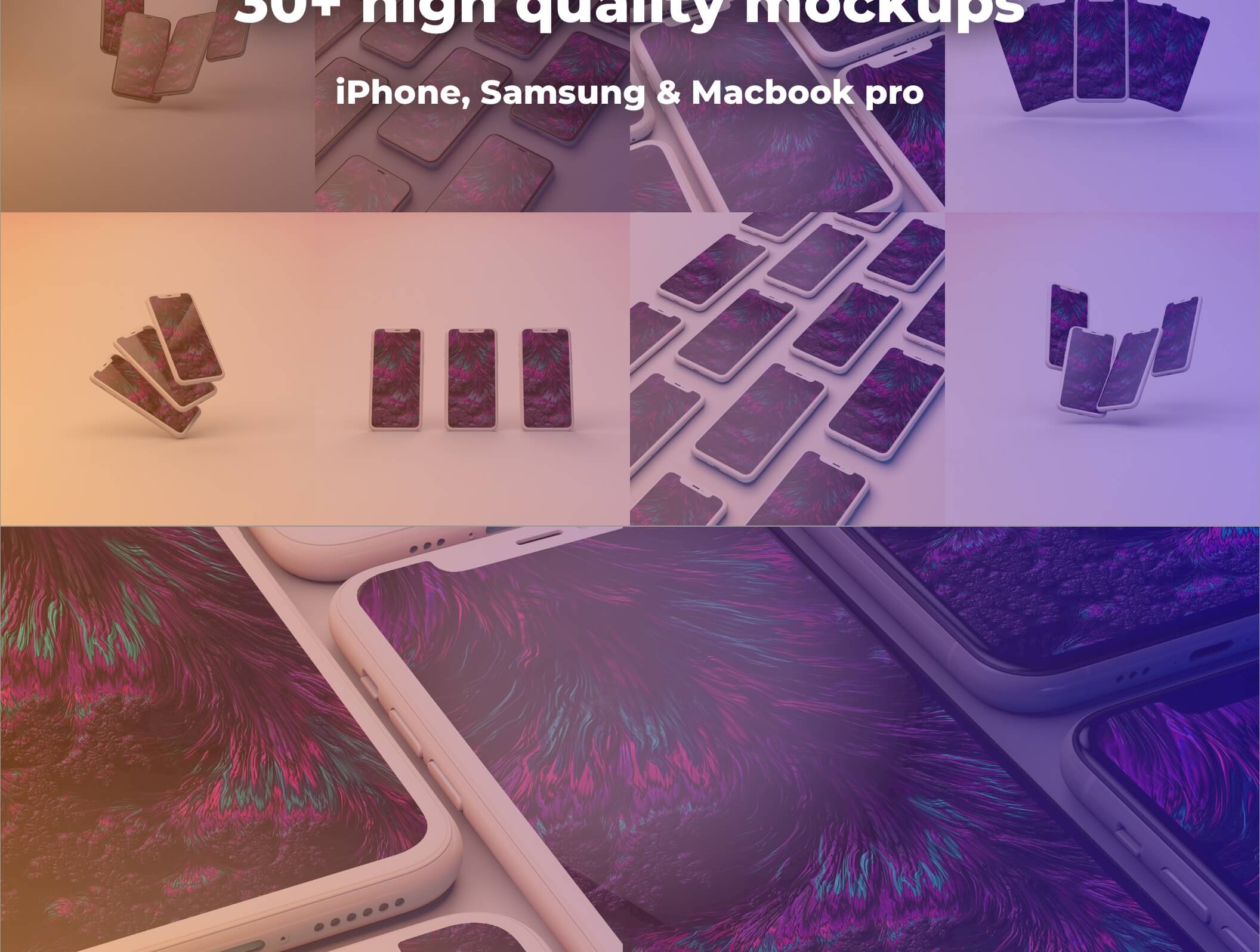 精致概念化苹果手机样机模板素材High quality mockup pack Clay, Colors & Realistic插图2