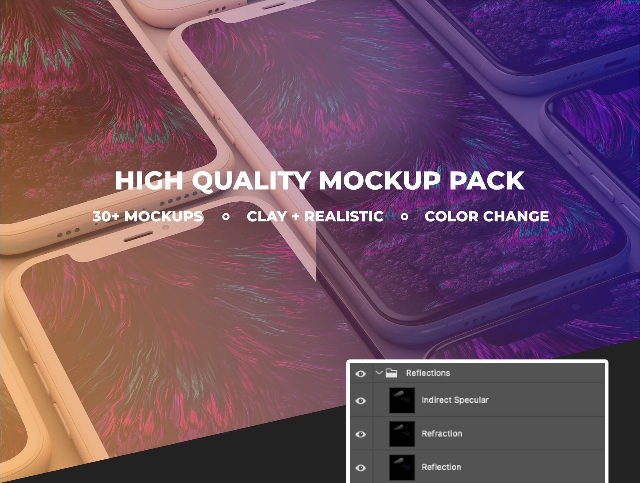 精致概念化苹果手机样机模板素材High quality mockup pack Clay, Colors & Realistic插图3