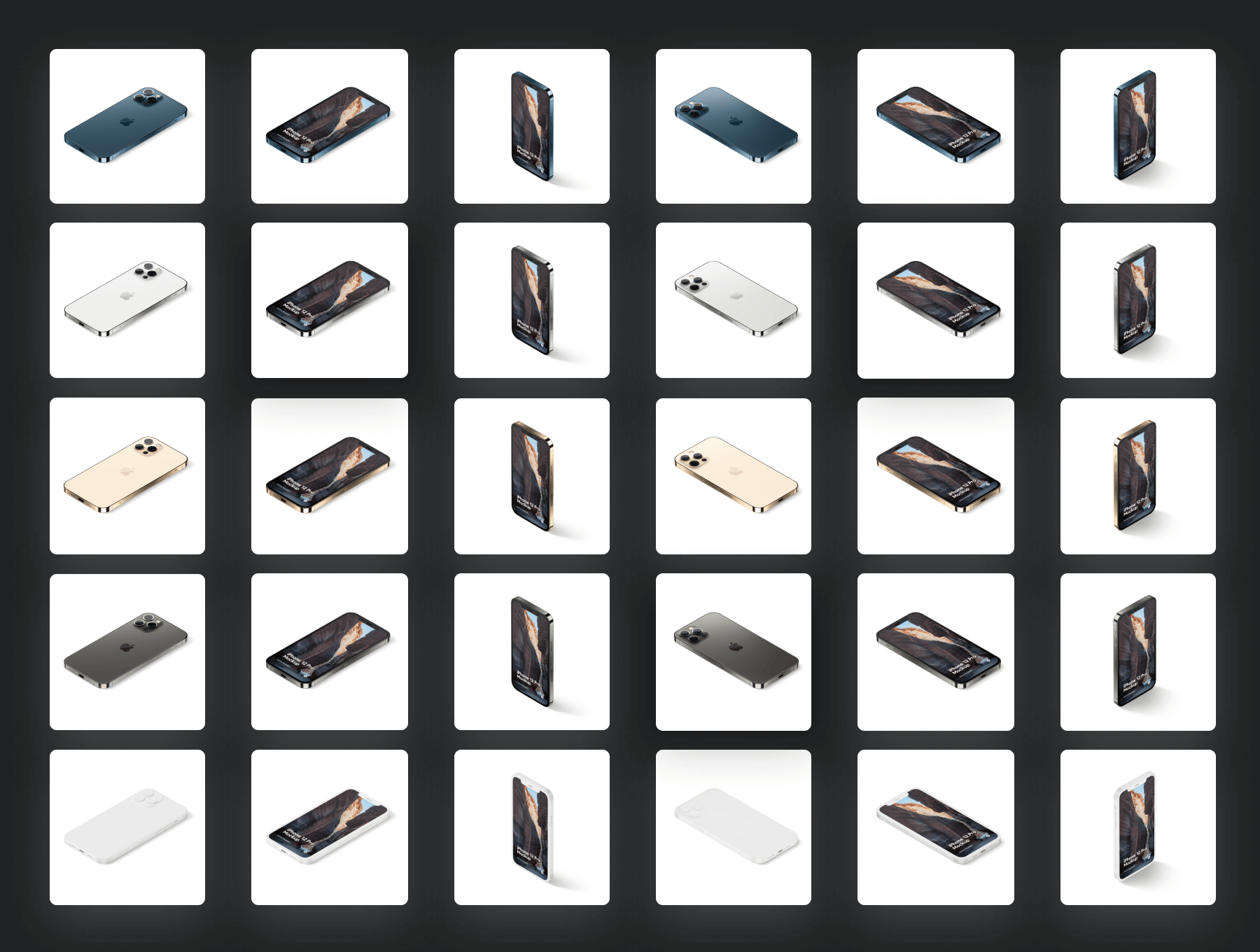 苹果手机样机模板素材下载iPhone 13 Pro Isometric Pack插图1