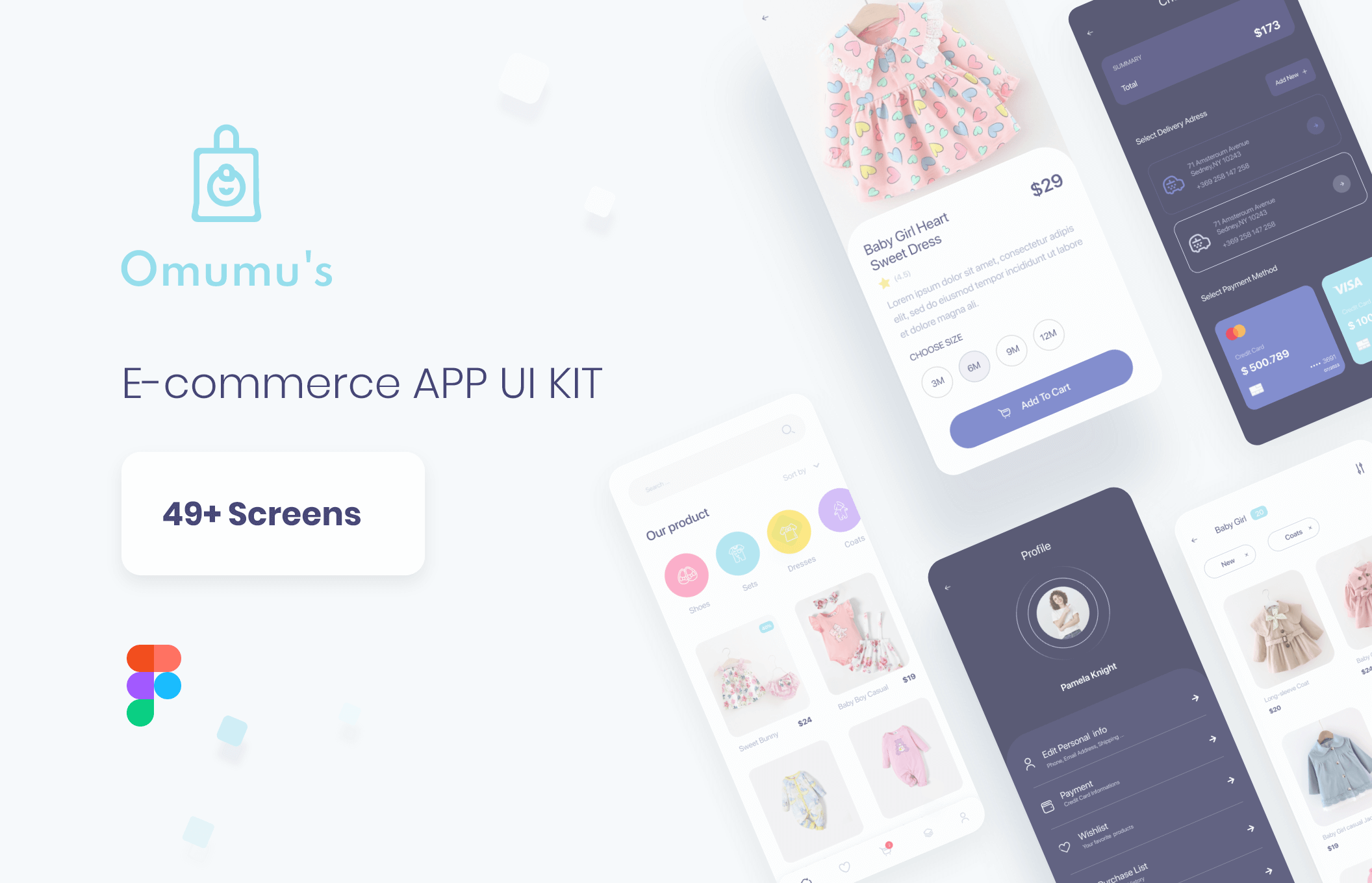 在线购物IOS 应用 UI 套件设计素材模板Omumu’s E-Commerce App UI Kit插图