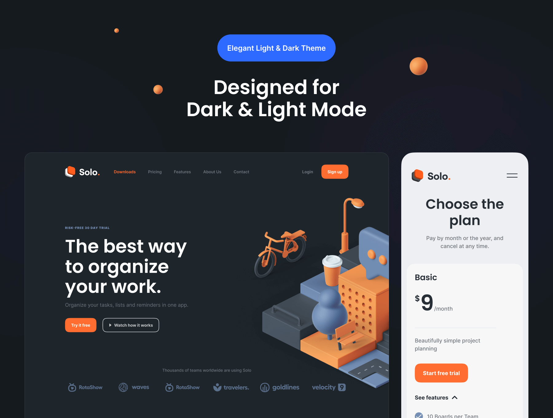 登陆页面工具包素材模版素材Solo SaaS Landing Page Kit插图1