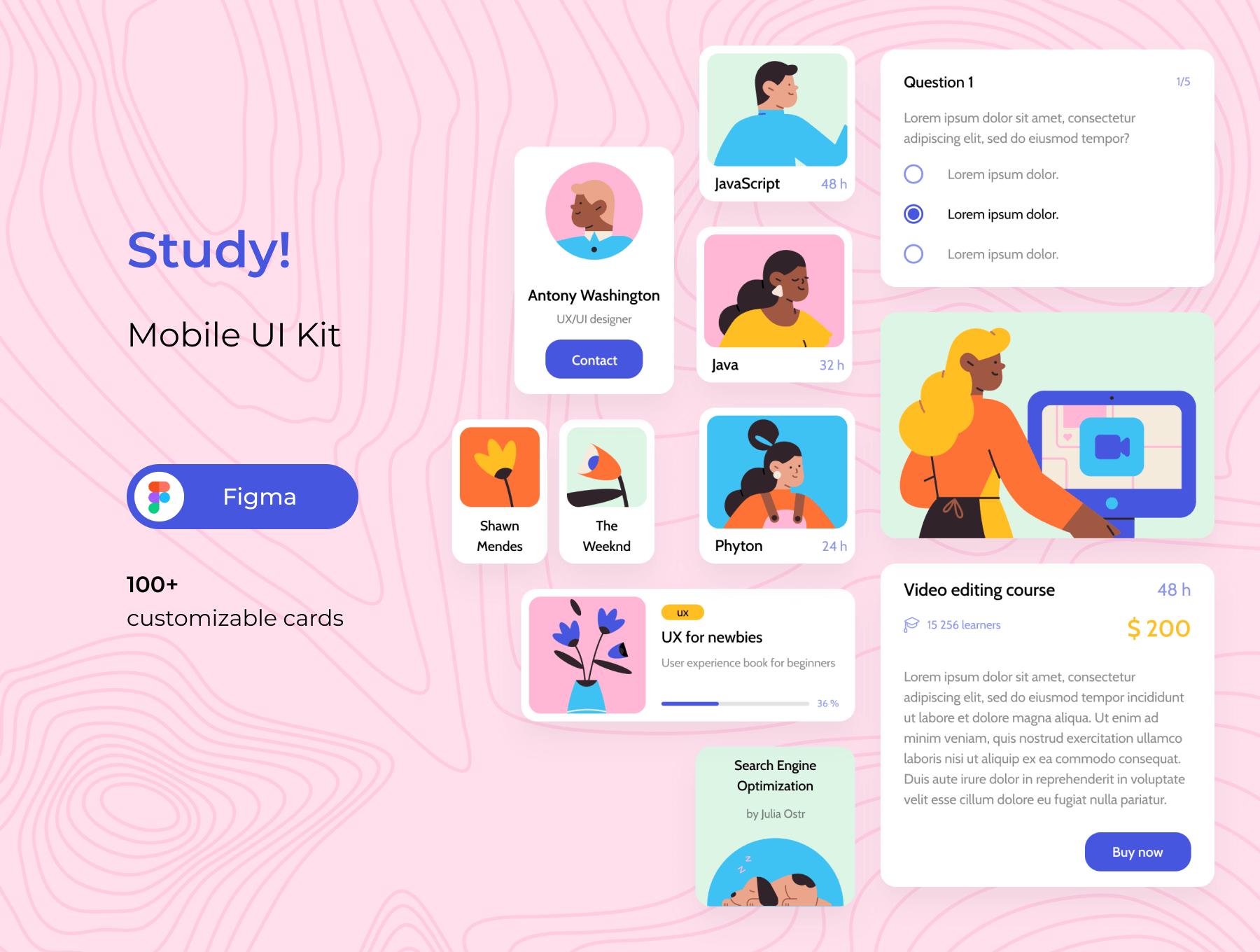 简约音乐平台的移动应用程序模版素材Study插图