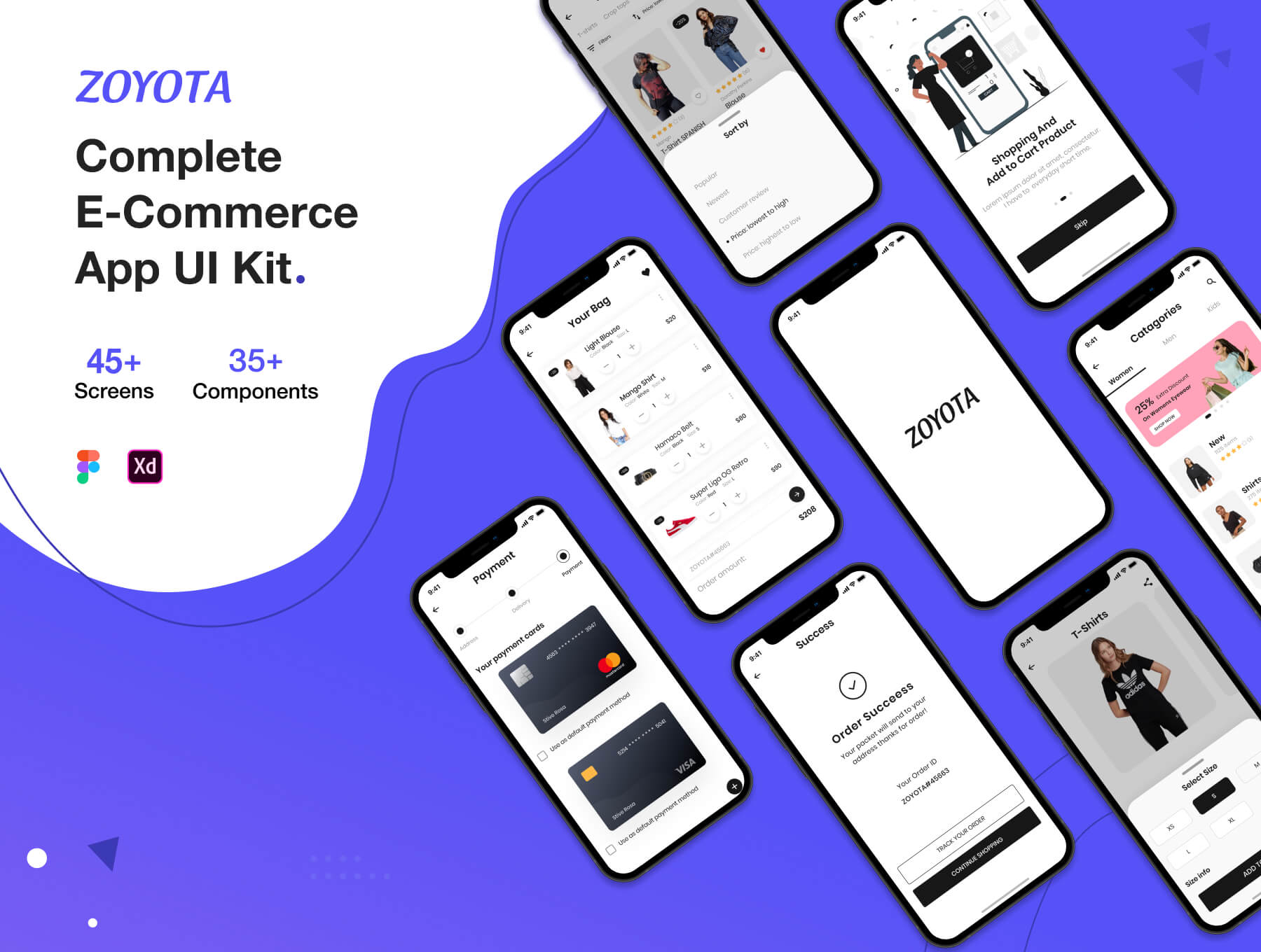 电子商务应用 UI 套件模版素材下载Zoyota eCommerce App UI Kit插图