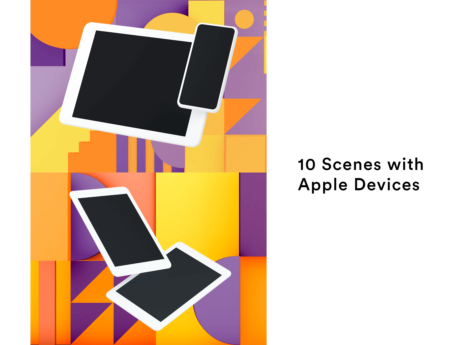 UI作品包装苹果手机样机模版素材3D Geometric Scene Mockups插图4
