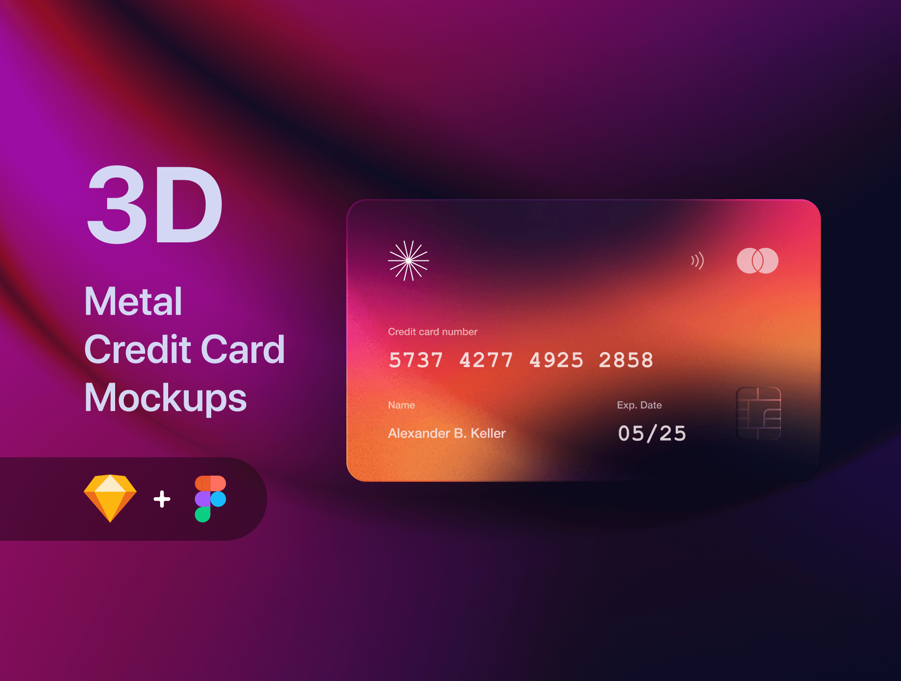 概念渐变风格银行卡样机3D Metal Credit Card Mockups – Fintech & SaaS插图