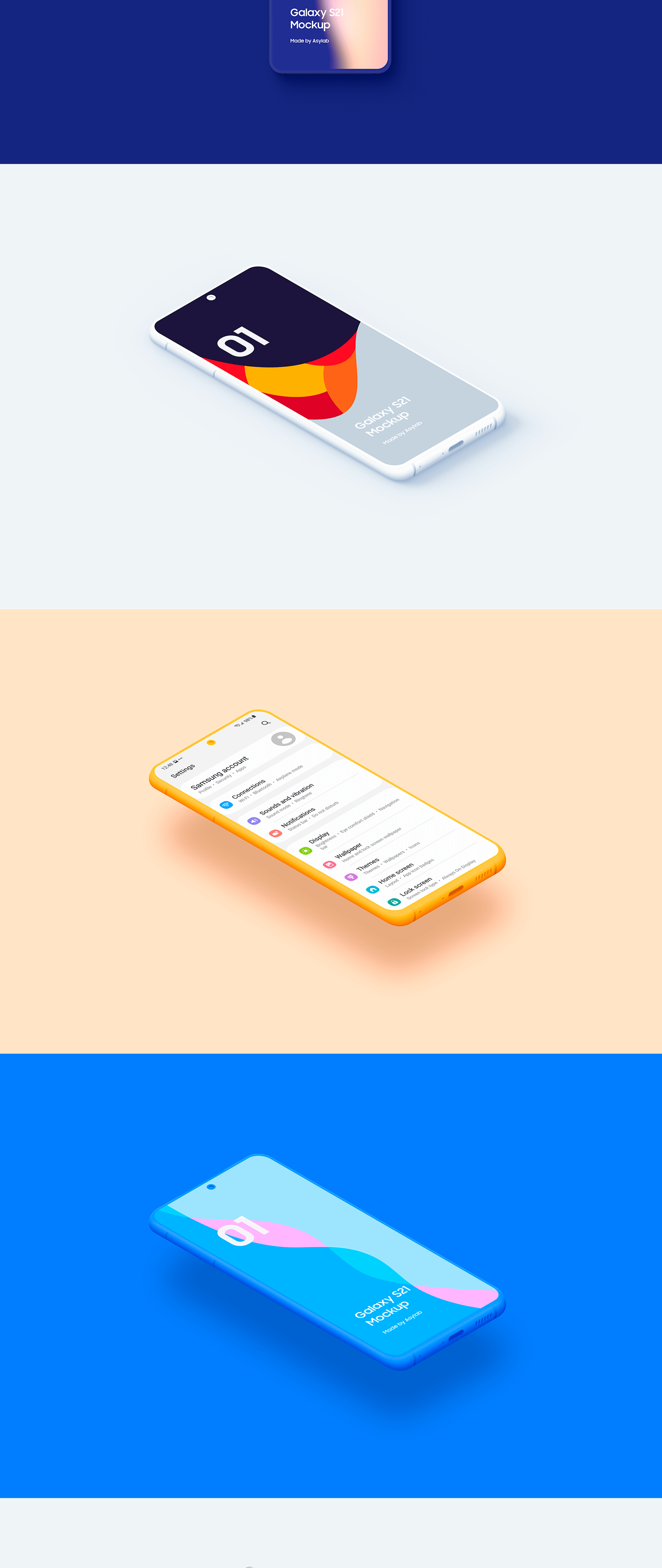 安卓手机概念化设计样机素材Samsung Galaxy S21 – 20 Clay Mockups插图13