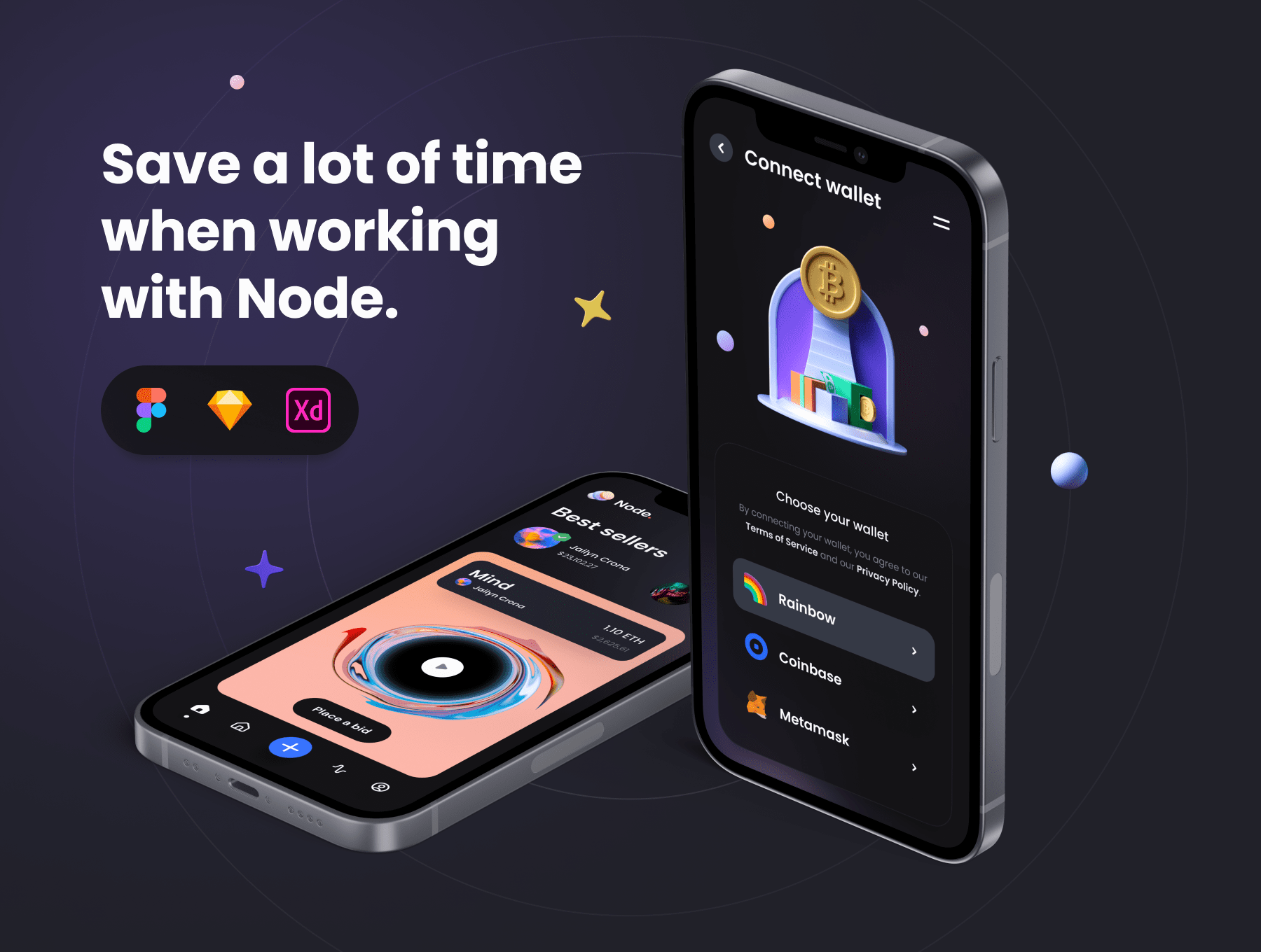 艺术类加密作品集模板素材Node – Crypto NFT iOS UI Kit插图3