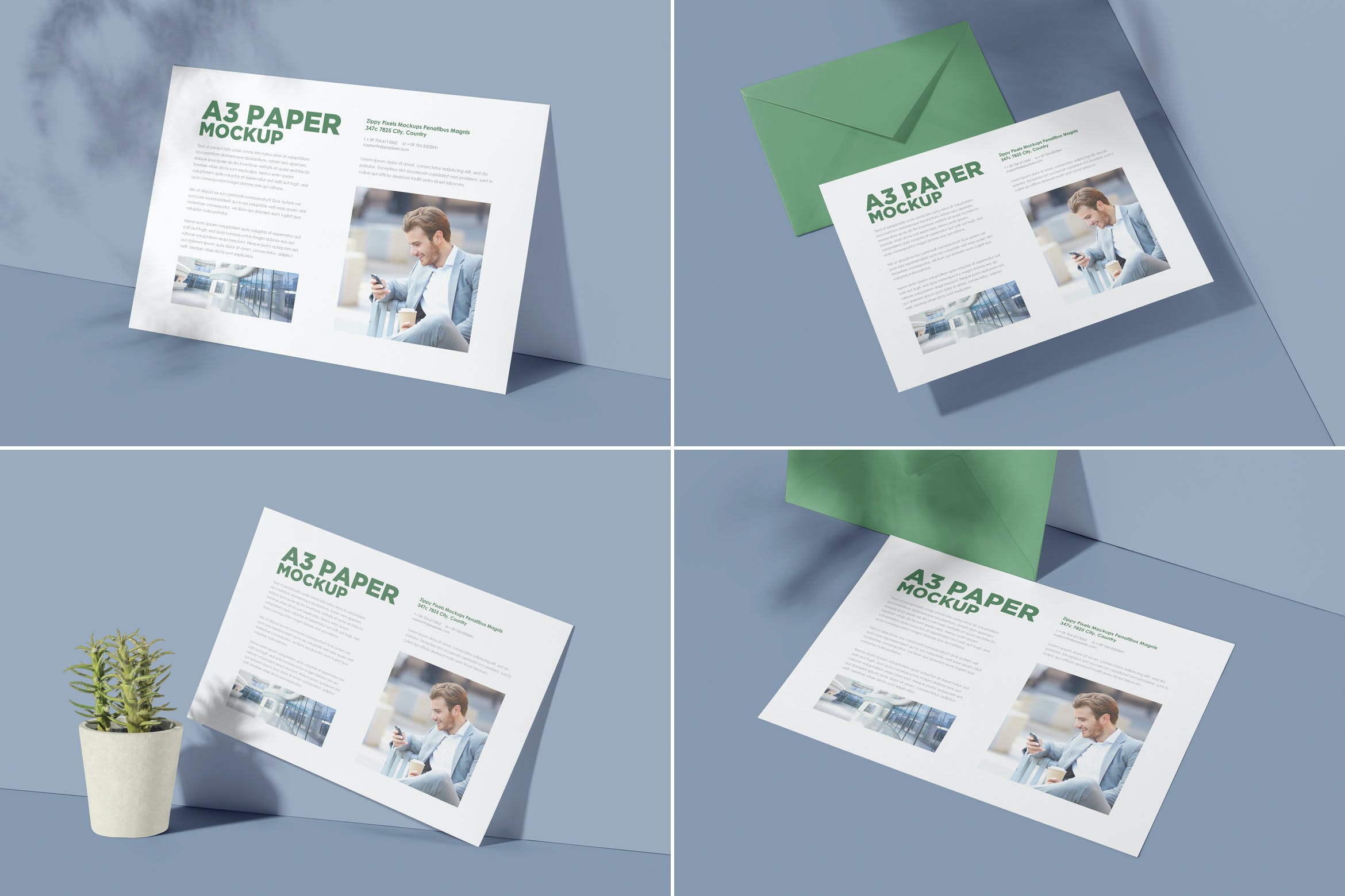 企业传单海报模版素材A3 Size Landscape Paper Mockups  BSEKH8H插图