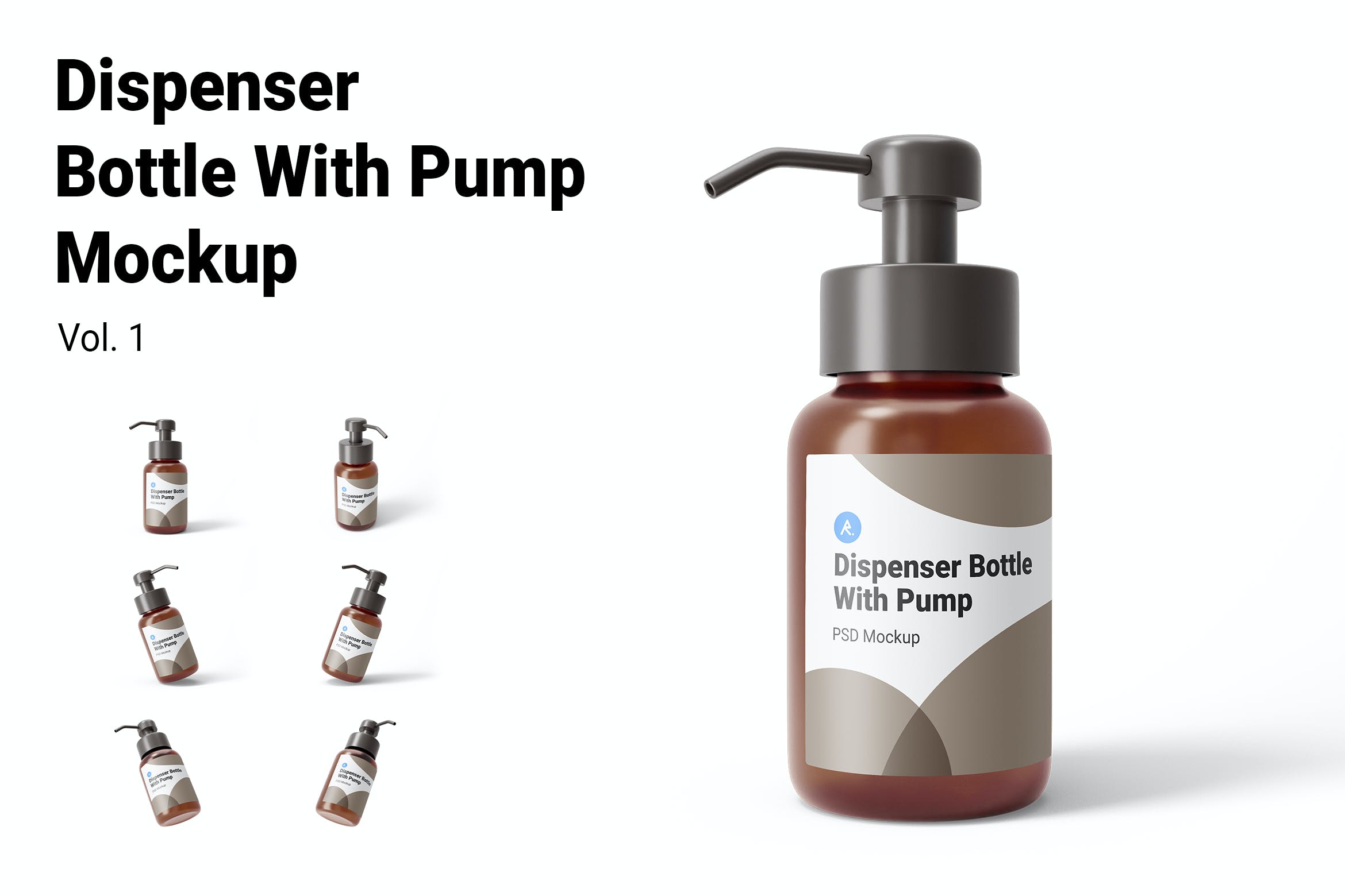 按压洗化用品的点胶瓶实物模型Dispenser Bottle With Pump Mockup Vol.1  ZE2HMZ4插图