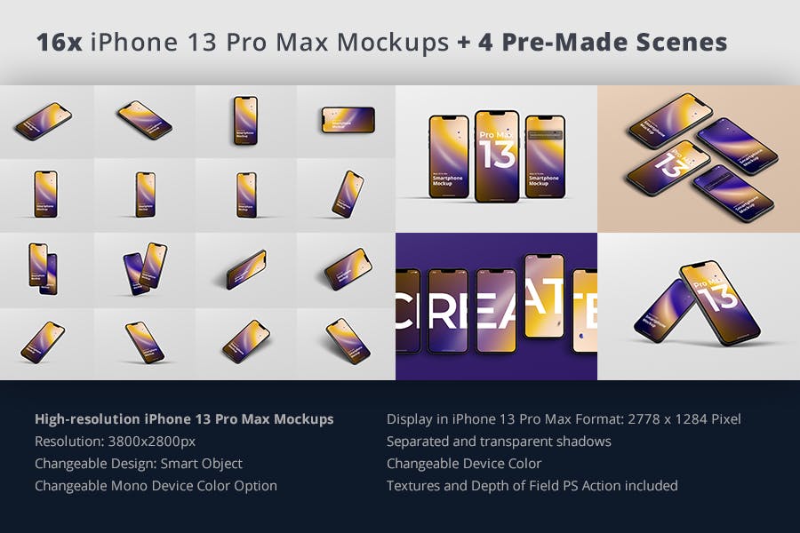 手机13 Pro Max实物模型Phone 13 Pro Max Mockup  SCNFULY插图3