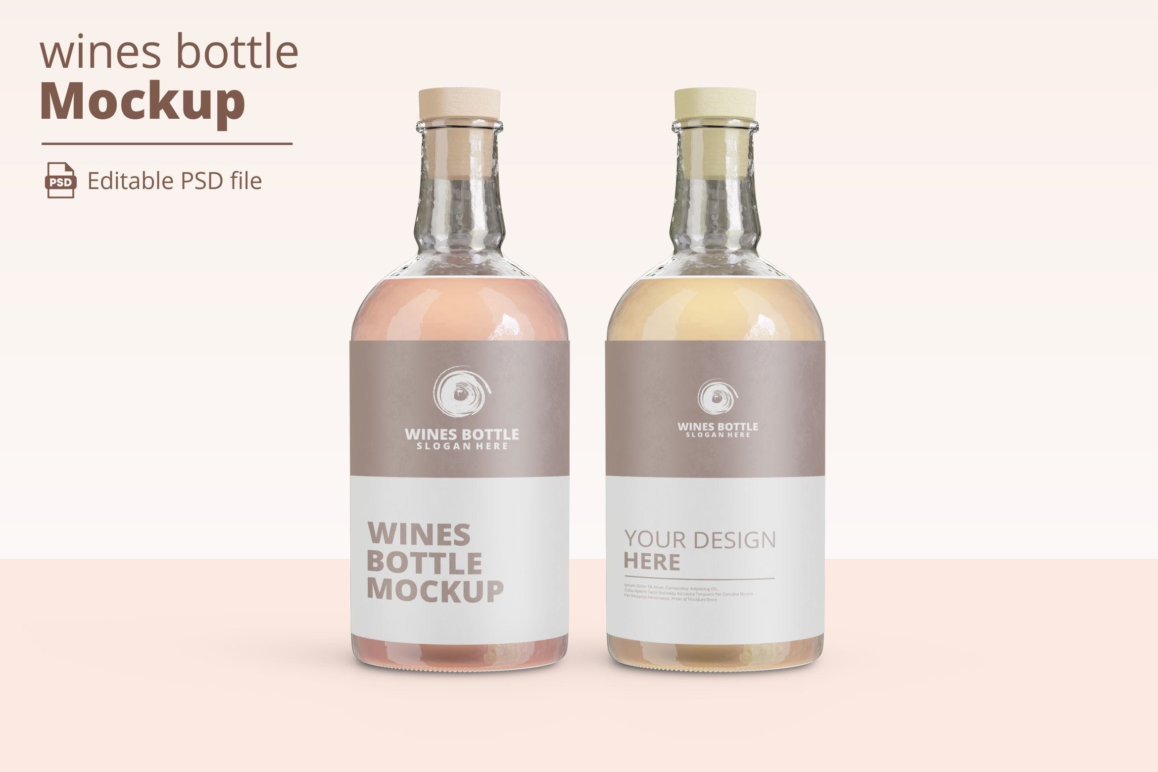 酒瓶模型样机素材下载wines bottle mockup  RUFL2E5插图