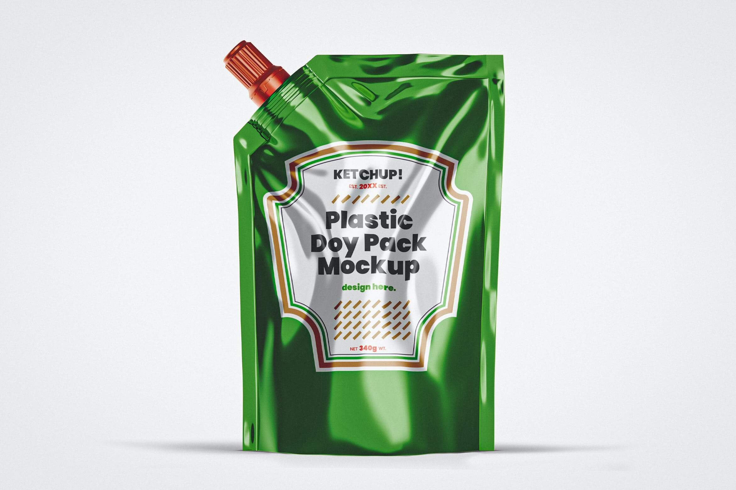 酱汁塑料模型模板素材模板Sauce Plastic Doypack Mockup Template插图