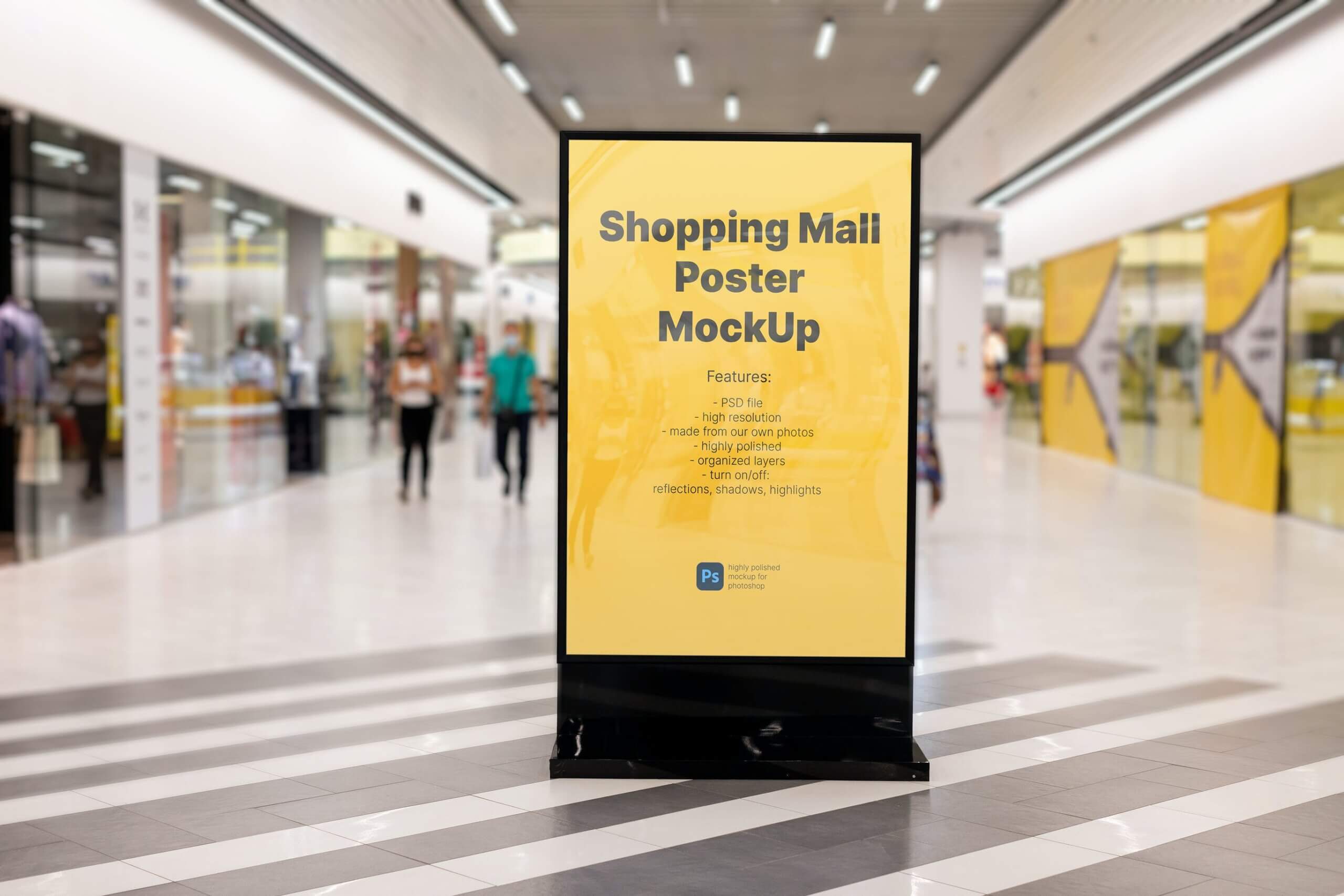 灯箱精致简约名片模板素材样机Shopping mall poster mockup插图