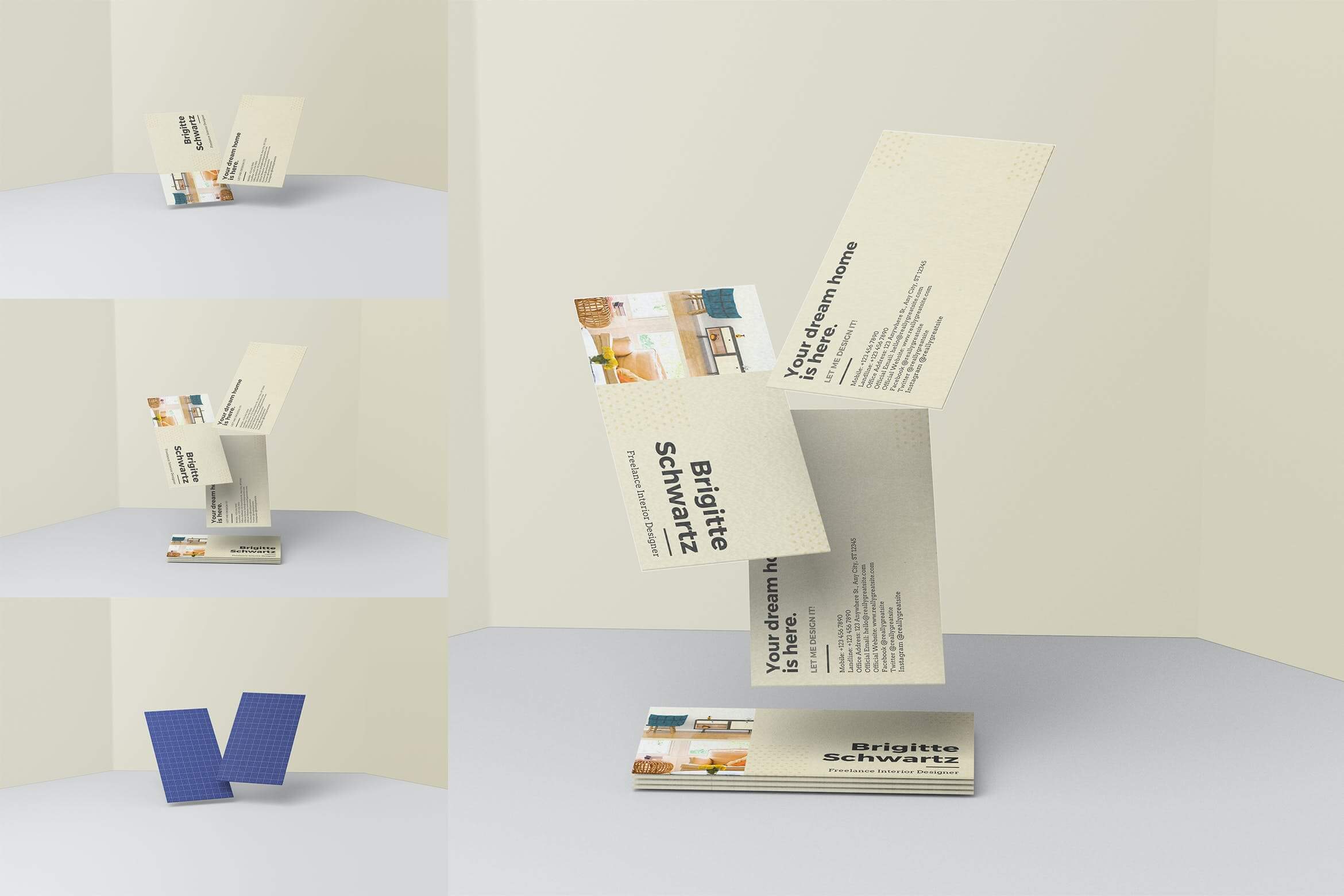 精致简约高端商务名片样机模板素材Thick Business Card Mockup插图