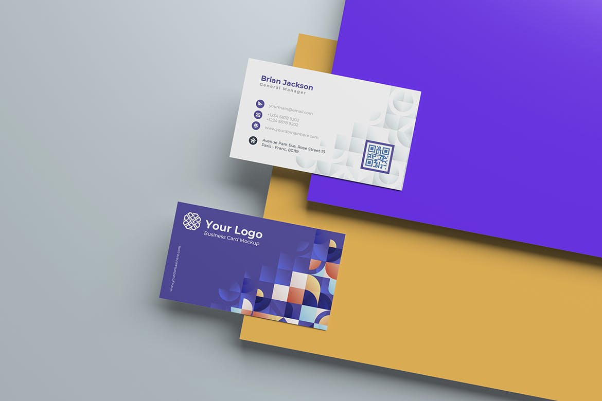 彩色名片样机模板素材样机Colorful Business Card Mockup插图3