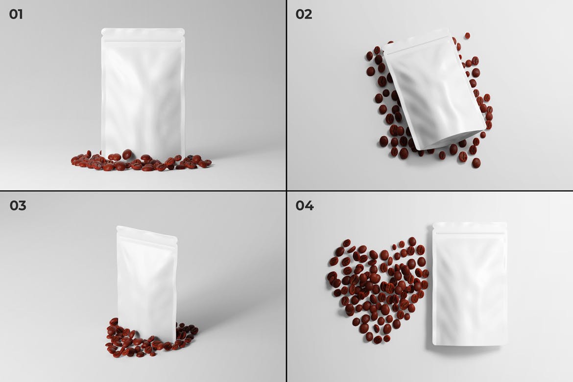 精致咖啡包装样机模板素材Coffee Pouch Packaging Mockups插图1