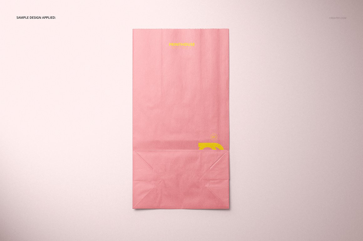 粉色牛皮纸包装袋模版样机素材Lunch Bag Mockup Set插图4