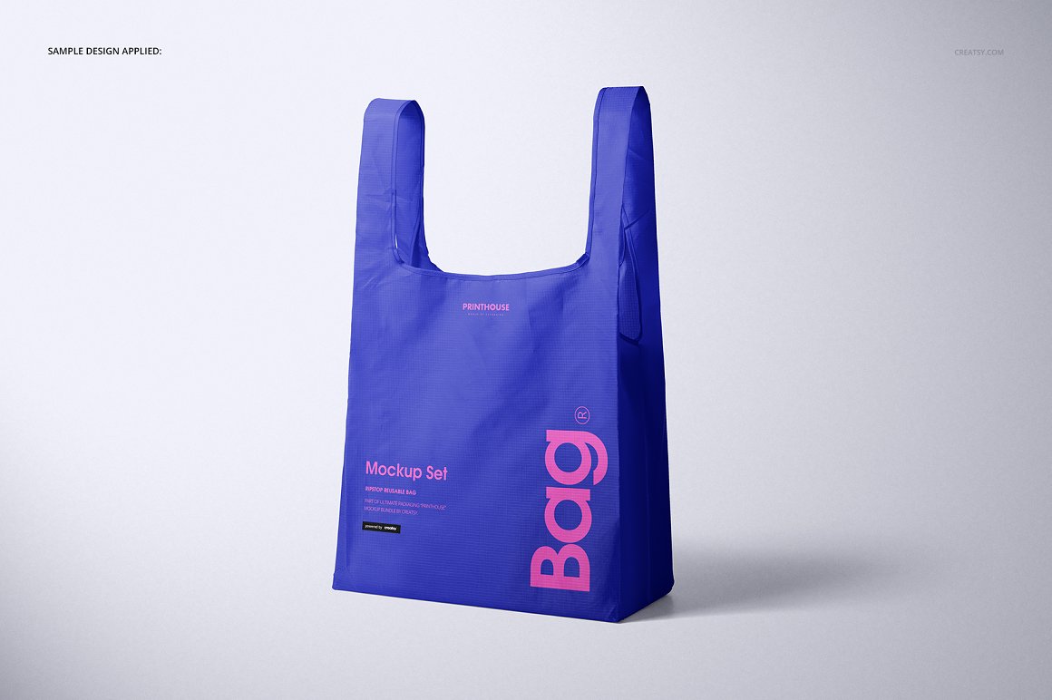 手提袋超市购物袋样机模版素材Ripstop Reusable Bag Mockup Set插图3