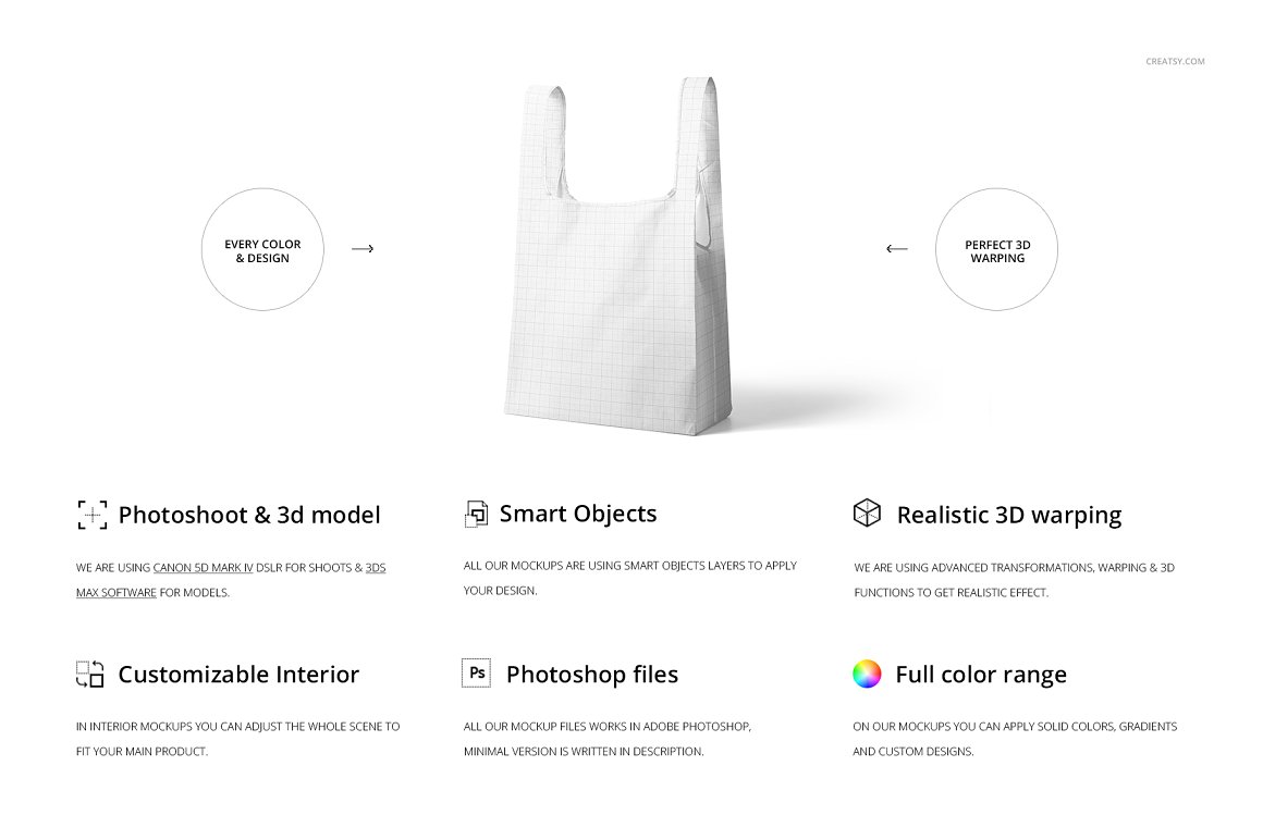 手提袋超市购物袋样机模版素材Ripstop Reusable Bag Mockup Set插图7