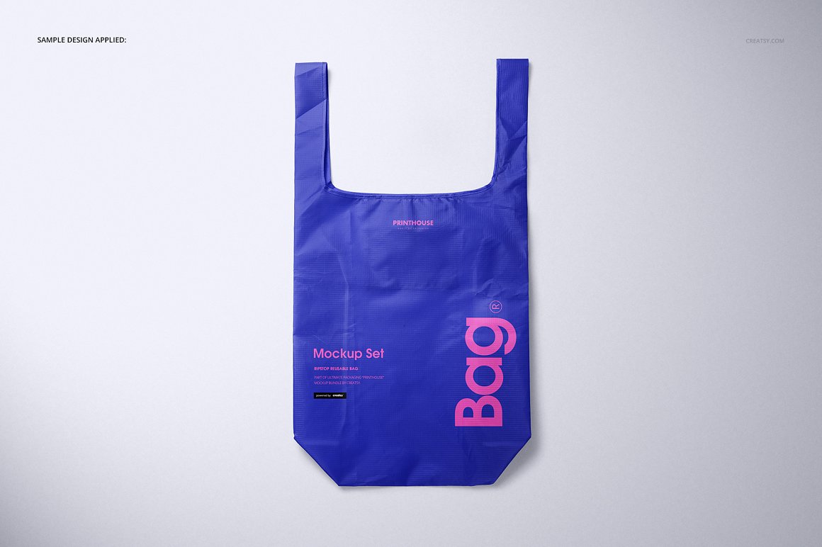手提袋超市购物袋样机模版素材Ripstop Reusable Bag Mockup Set插图6