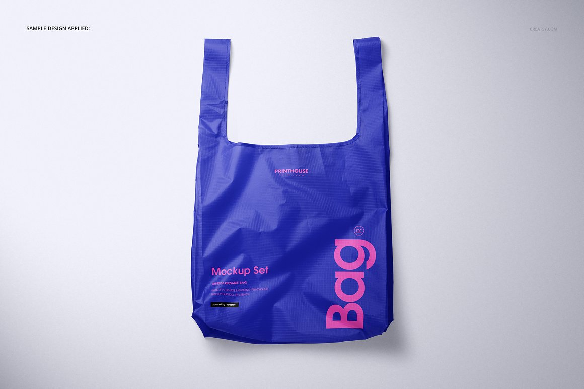 手提袋超市购物袋样机模版素材Ripstop Reusable Bag Mockup Set插图4